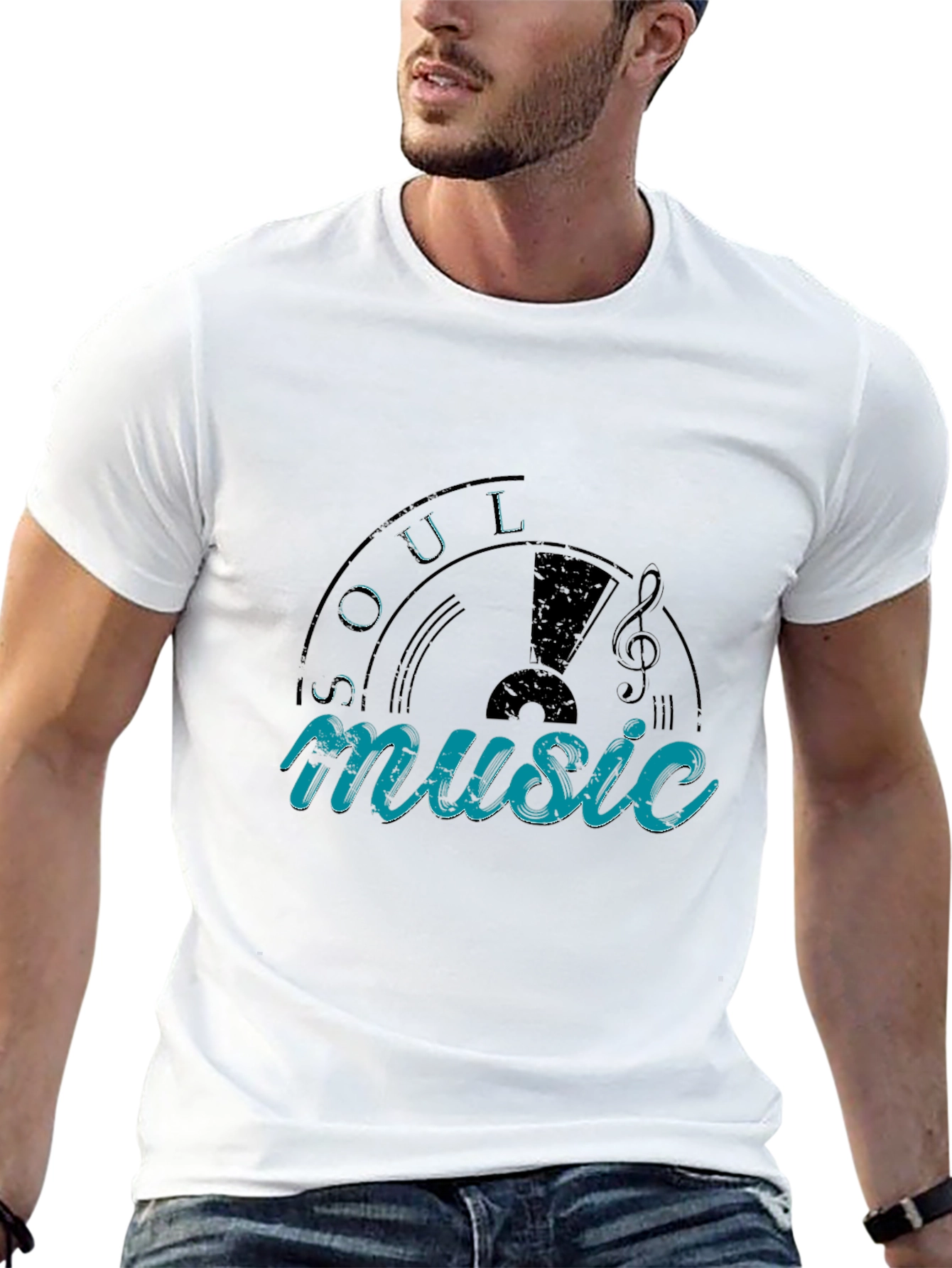 Black Soul Music Graphic T-Shirt - Black Cotton Blend view 13