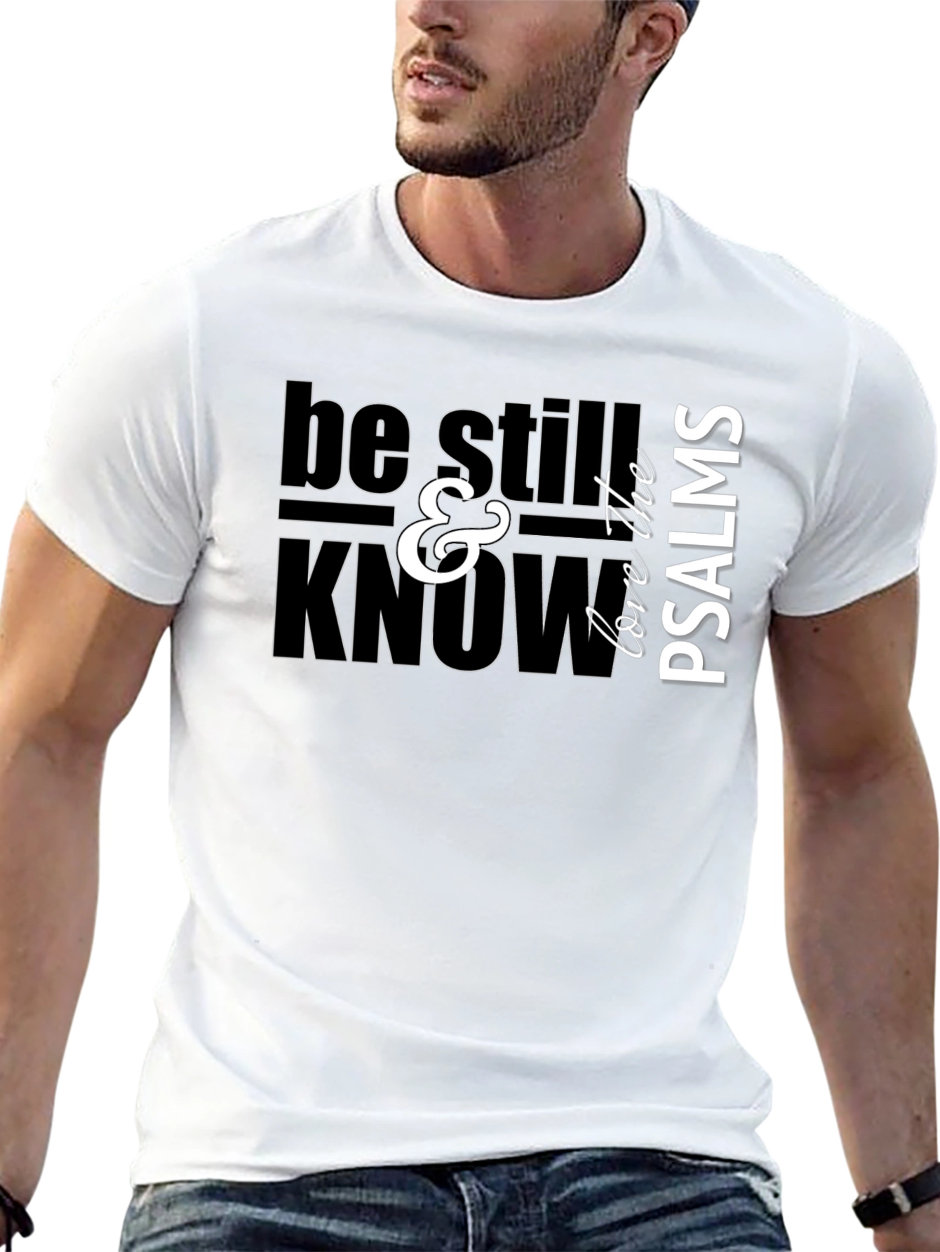 Black Be Still & Know Psalms Graphic T-Shirt view 13