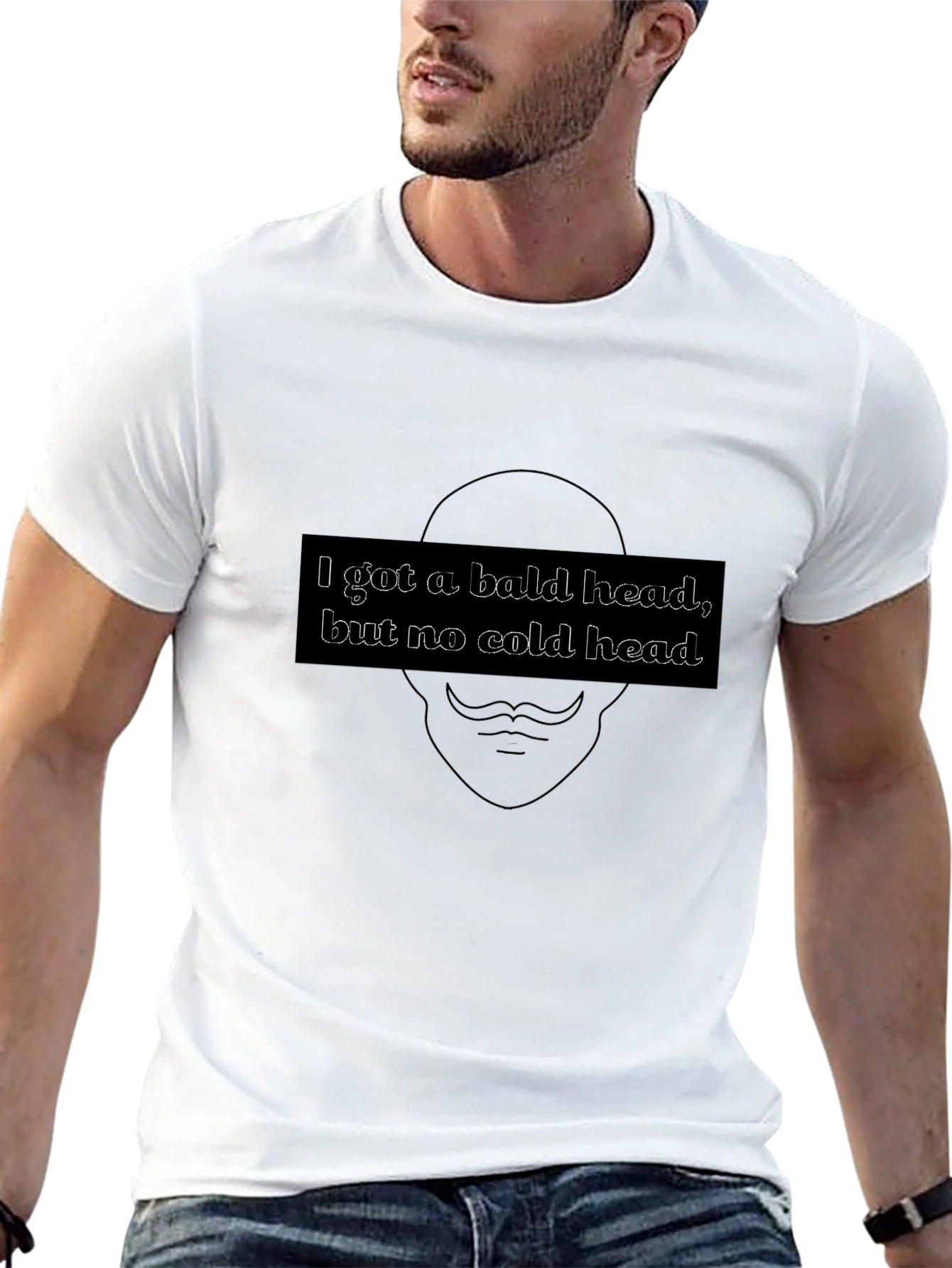 Black Bald Head No Cold Head Graphic Tee - Stylish Statement Shirt view 13