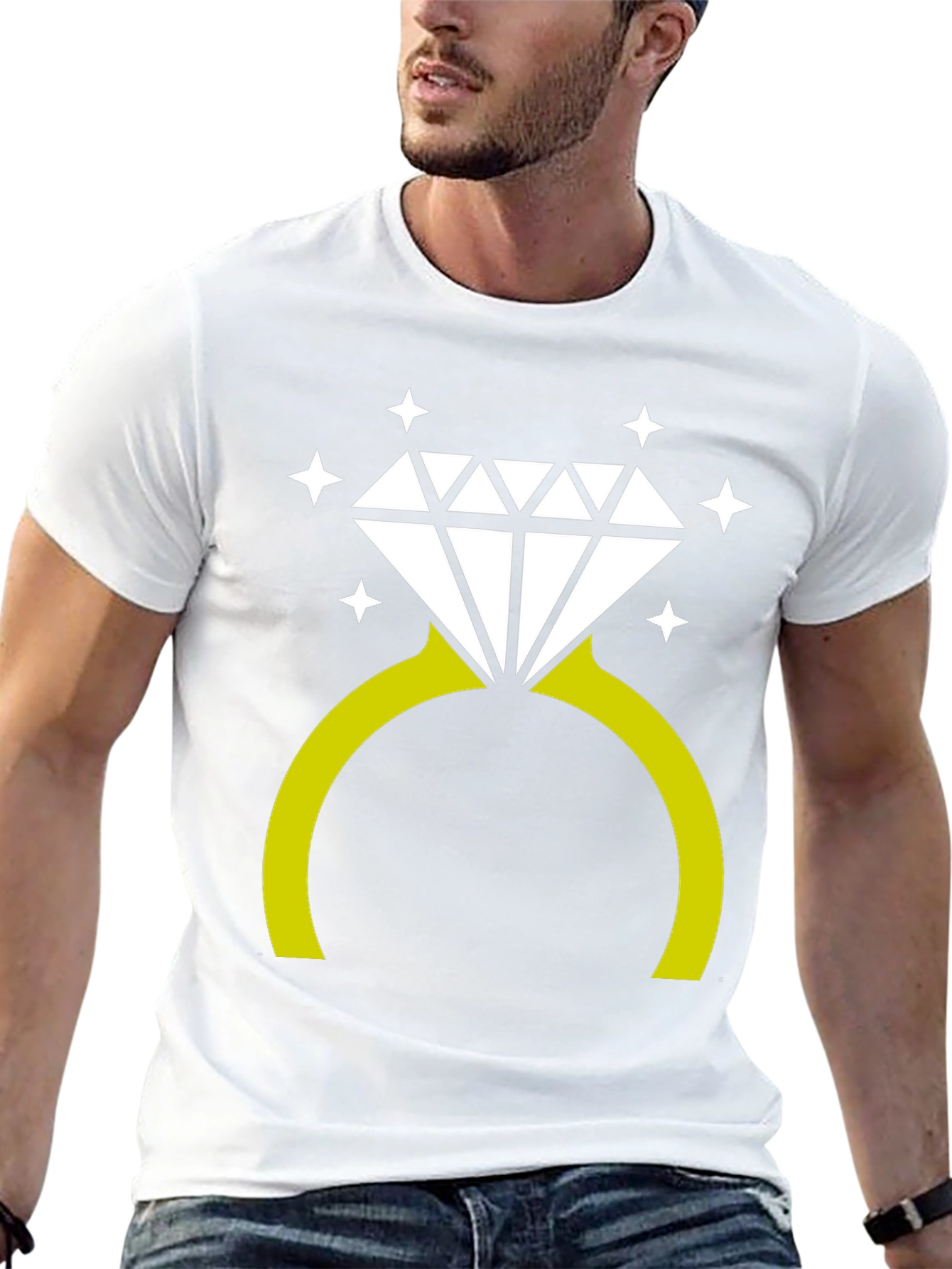 Black Diamond Ring Graphic Tee - Stylish Novelty T-Shirt view 13