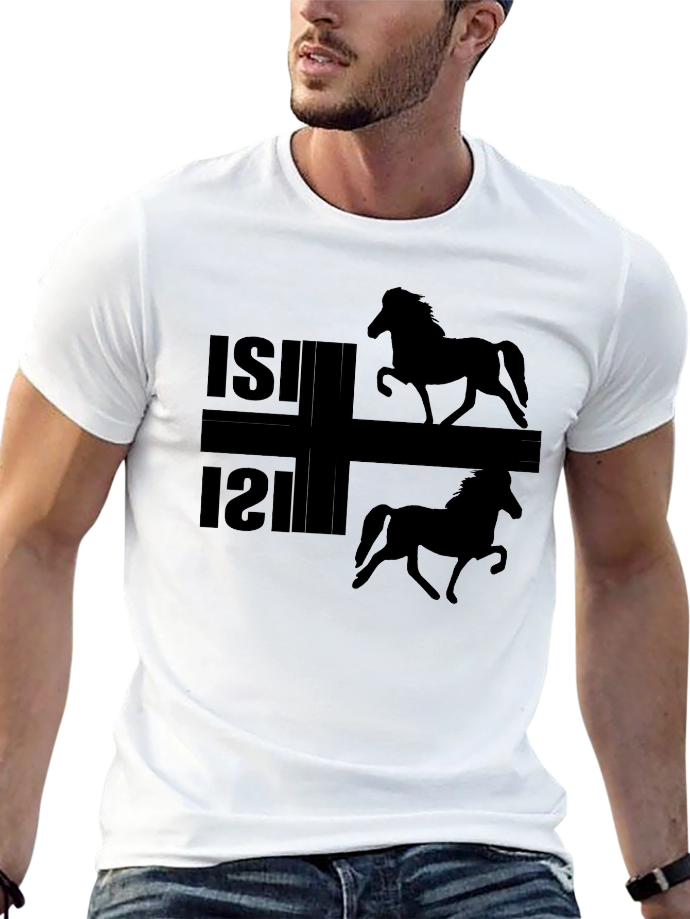 Icelandic Horse Black T-Shirt  - 13