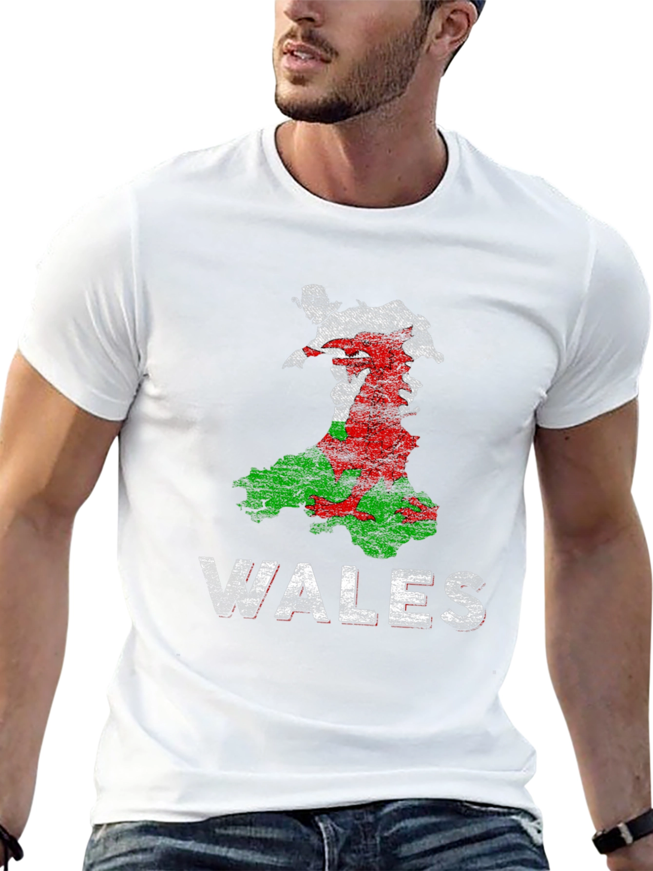 Black Wales Flag Map Graphic T-Shirt view 13