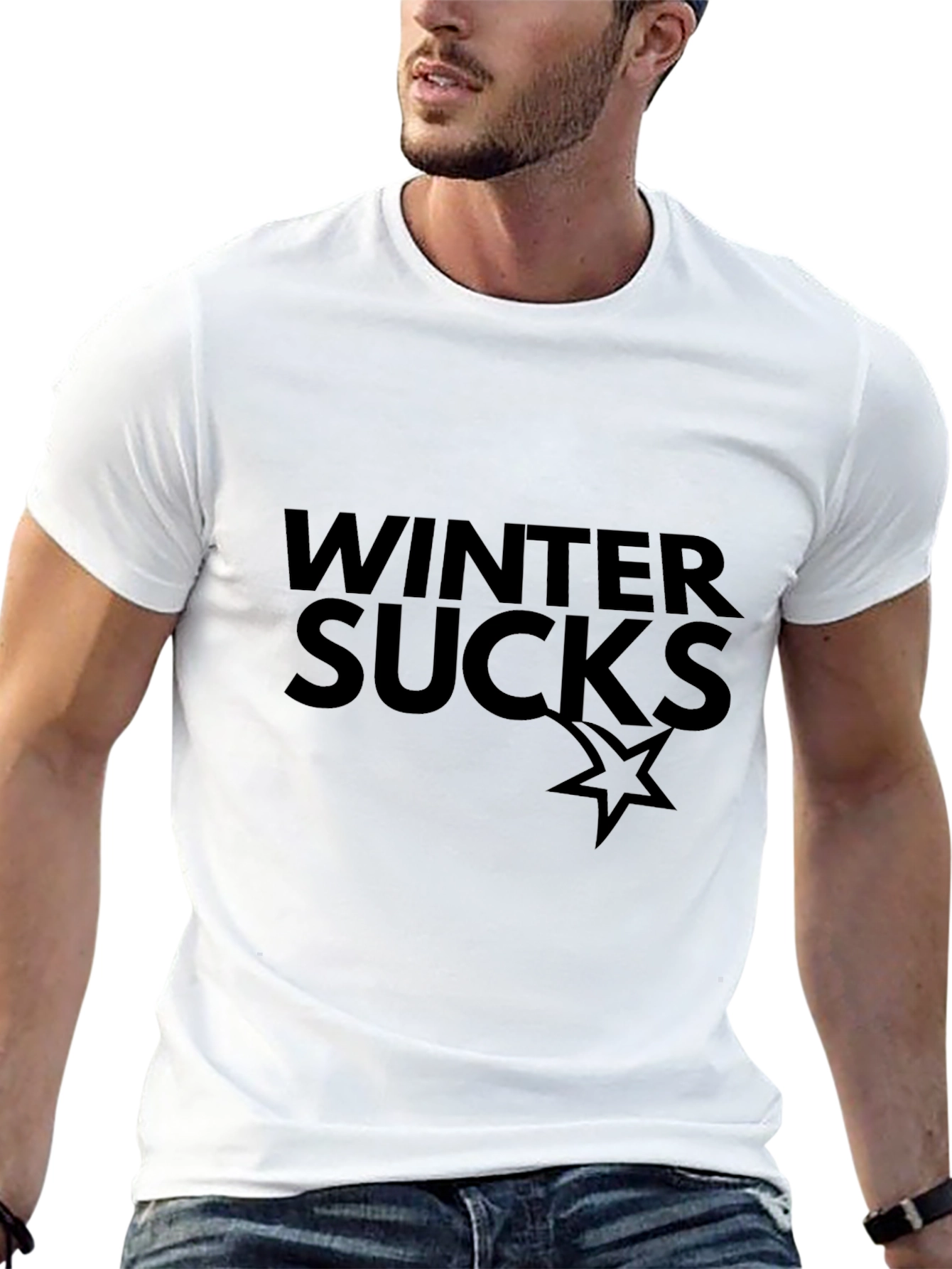 Black Winter Sucks Graphic Tee - Black Cotton Comfort view 13