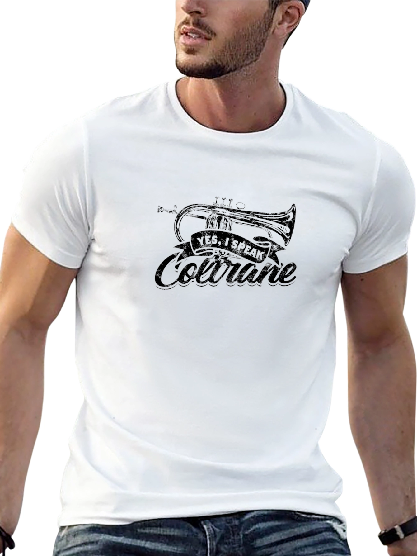 Black Yes, I Speak Coltrane Black T-Shirt view 13