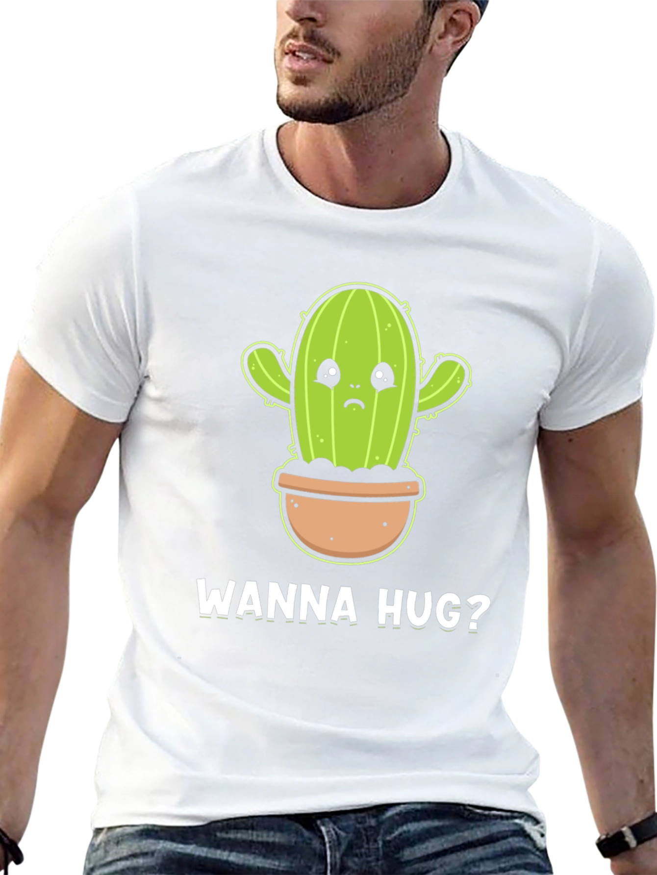 Wanna Hug? Cactus Graphic Tee - Soft Cotton Black T-Shirt - 13