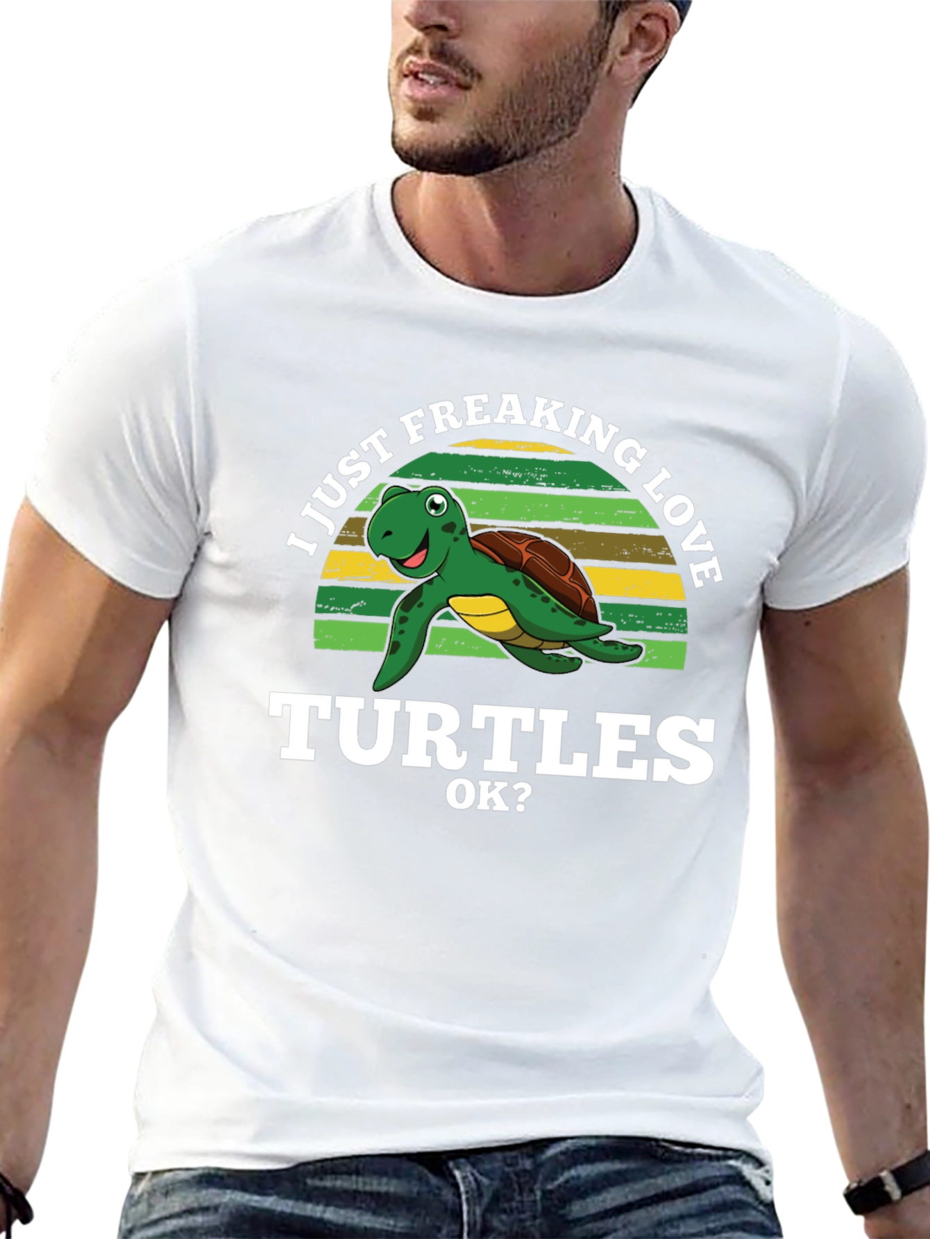 Black I Just Freaking Love Turtles Graphic T-Shirt view 13