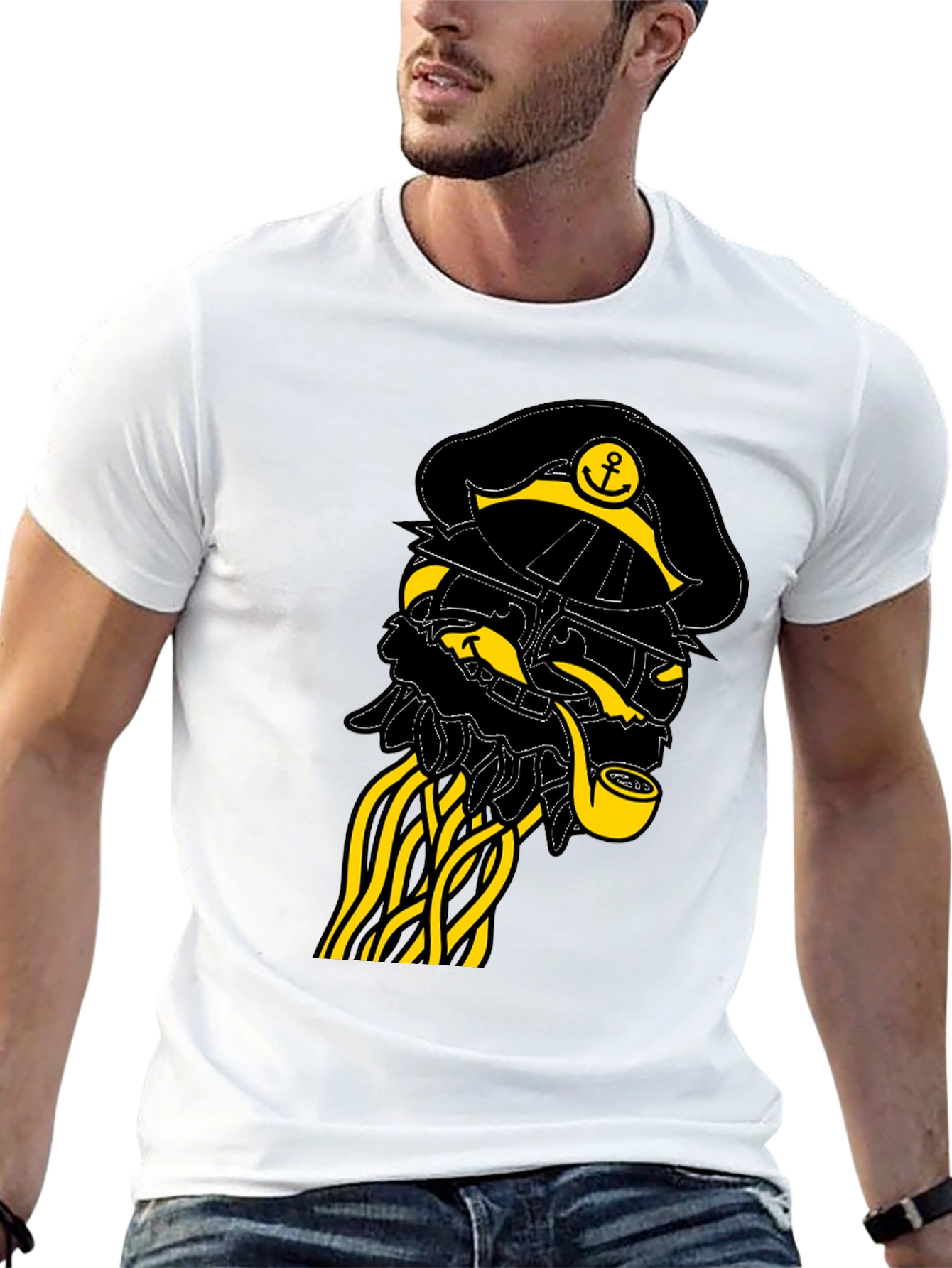 Black Nautical Captain Graphic Tee - Black view 13