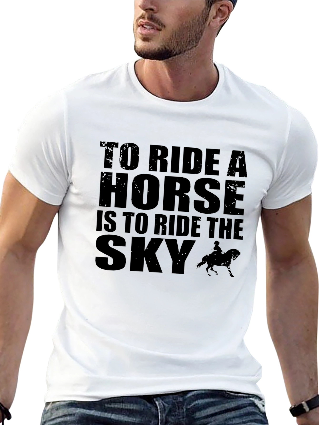 Black Horse Riding T-Shirt: Ride the Sky view 13