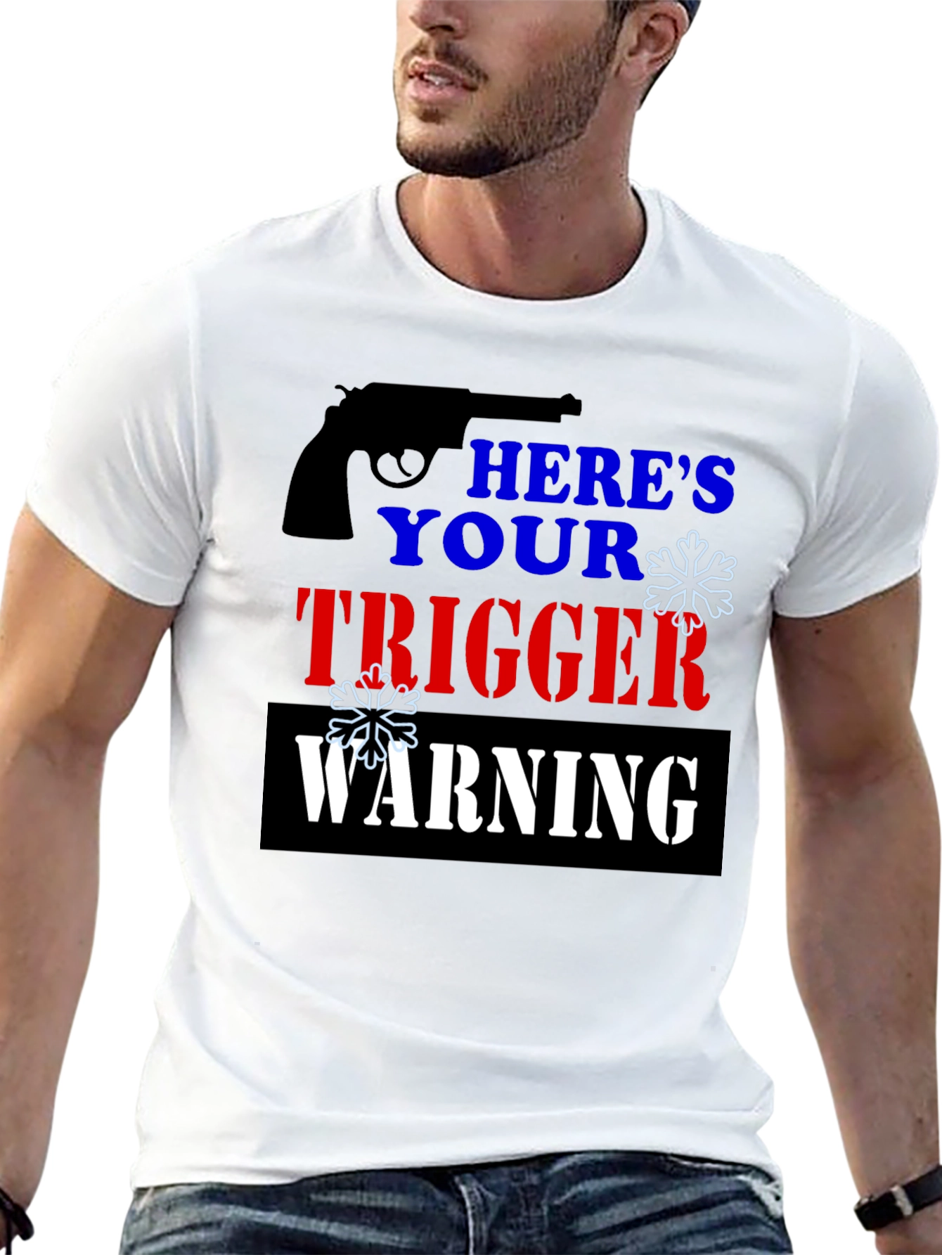 Black Here's Your Trigger Warning Funny T-Shirt view 13