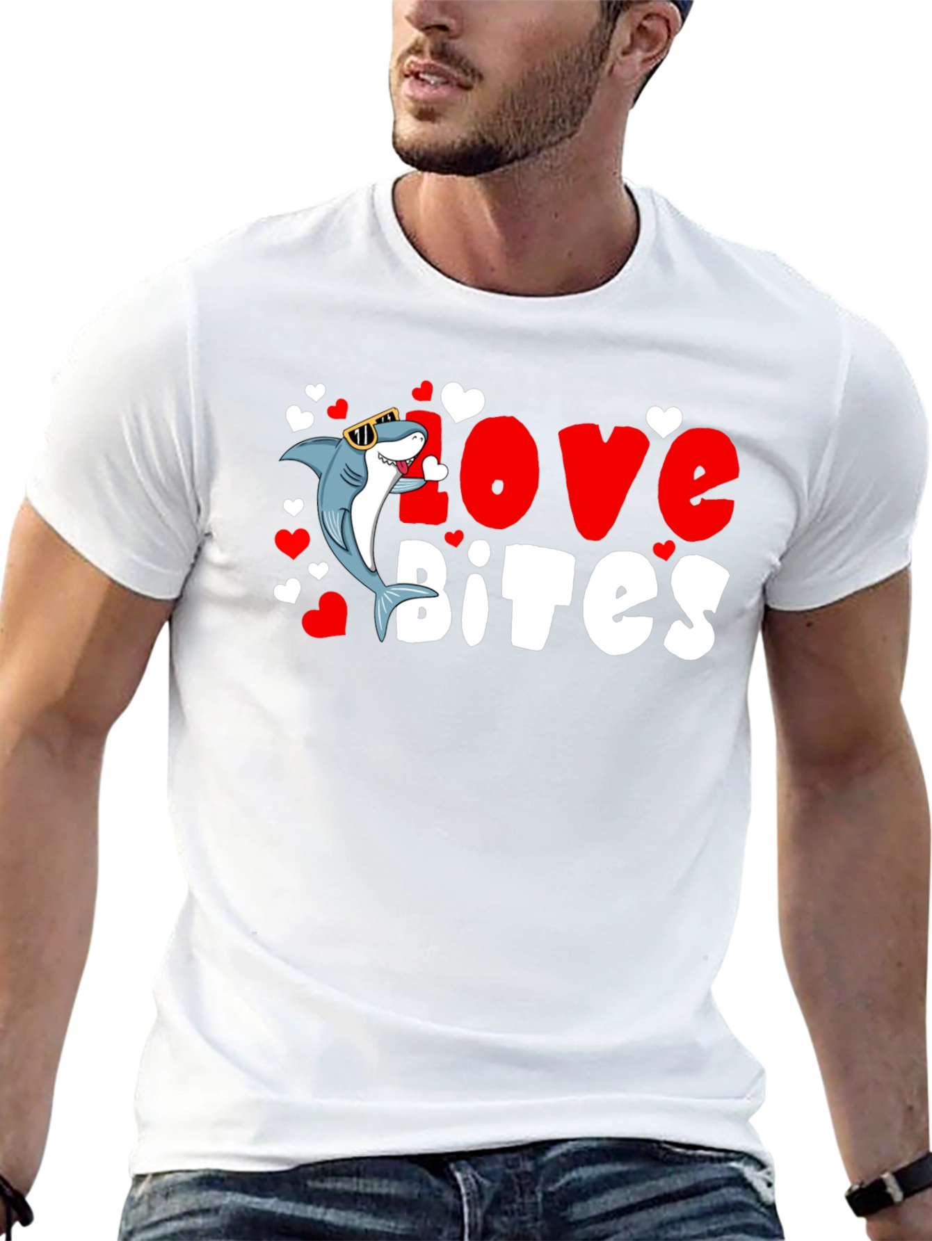 Black Love Bites Shark Valentine's Day T-Shirt view 13