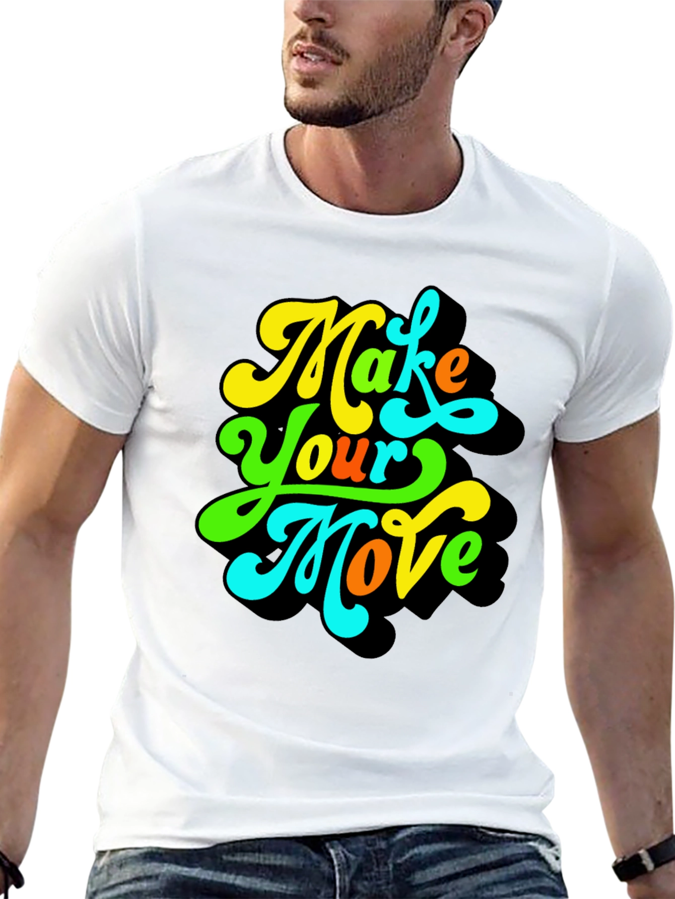 Black Make Your Move Graphic Tee - Retro Style Black T-Shirt view 13