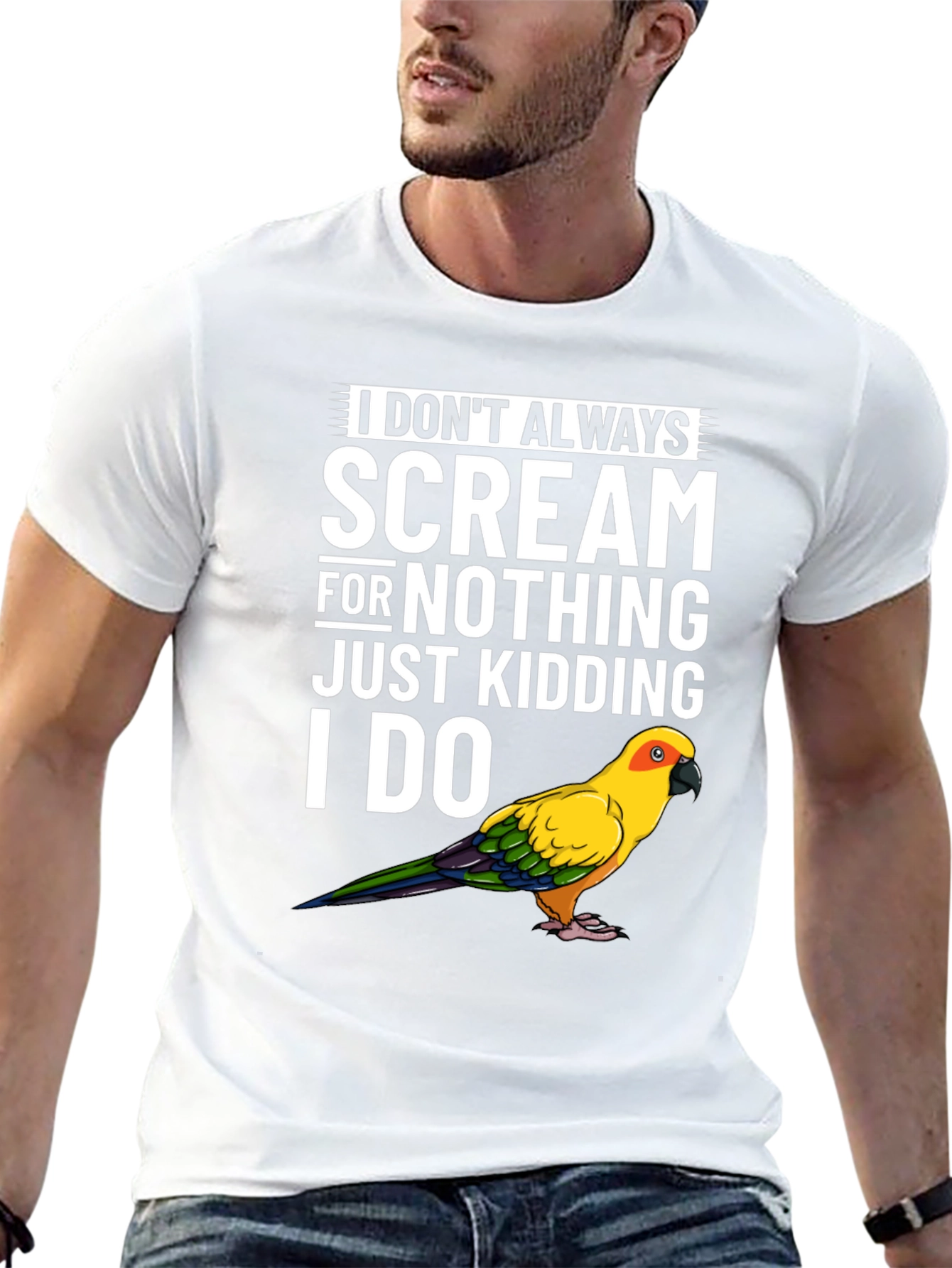 Black Funny Parrot T-Shirt - I Don't Always Scream view 13