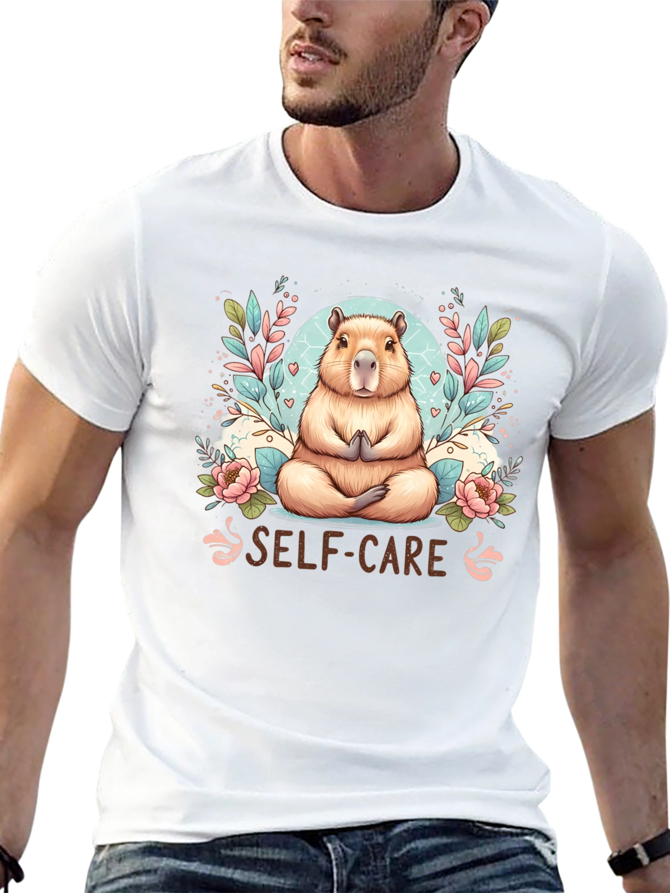 Black Self-Care Capybara T-Shirt view 13