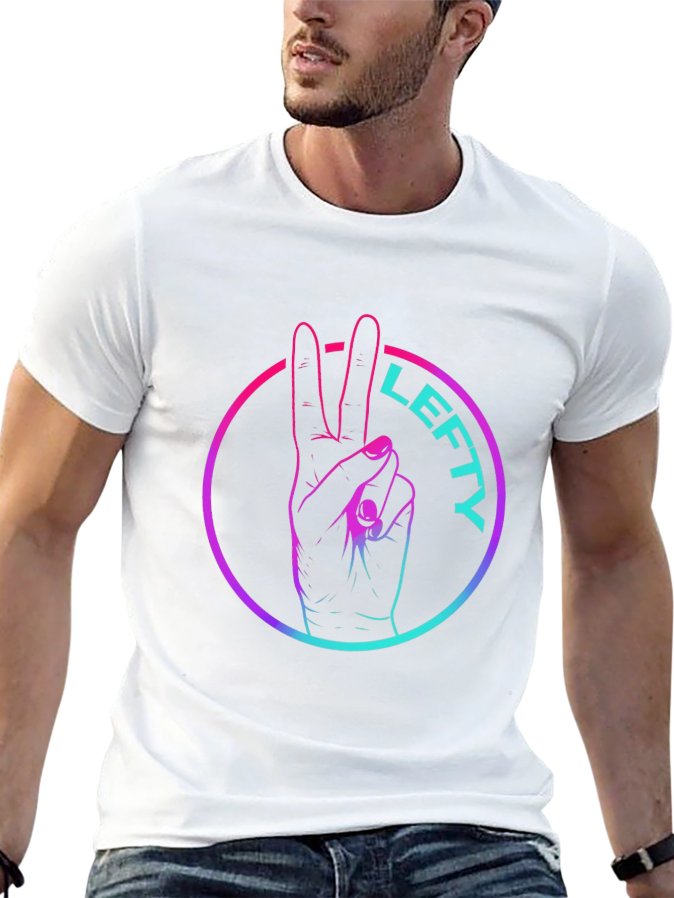 Black Lefty Peace Sign Graphic Tee - Cool Casual Style view 13