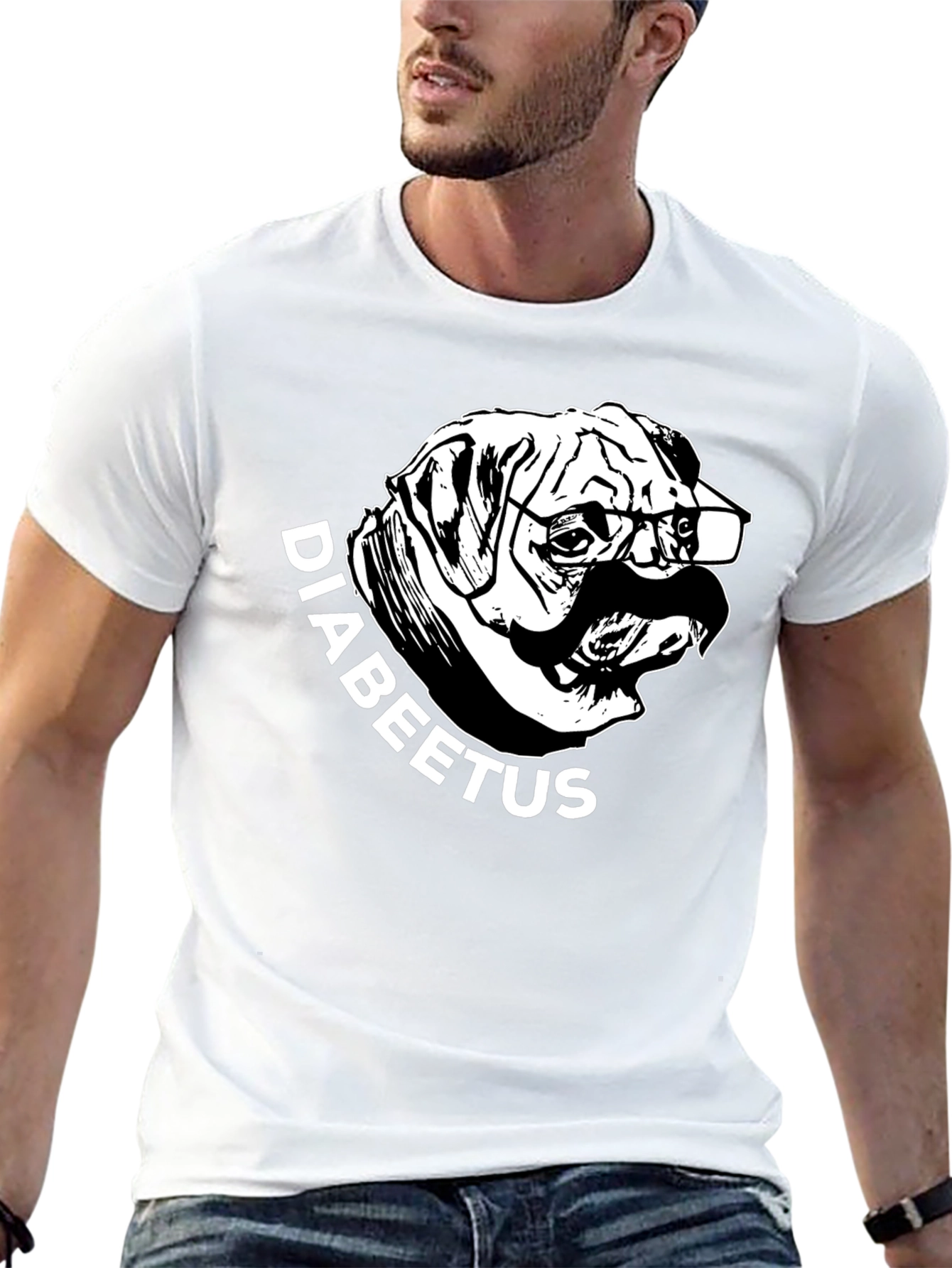 Black Diabeetus Pug T-Shirt - Novelty Graphic Tee view 13