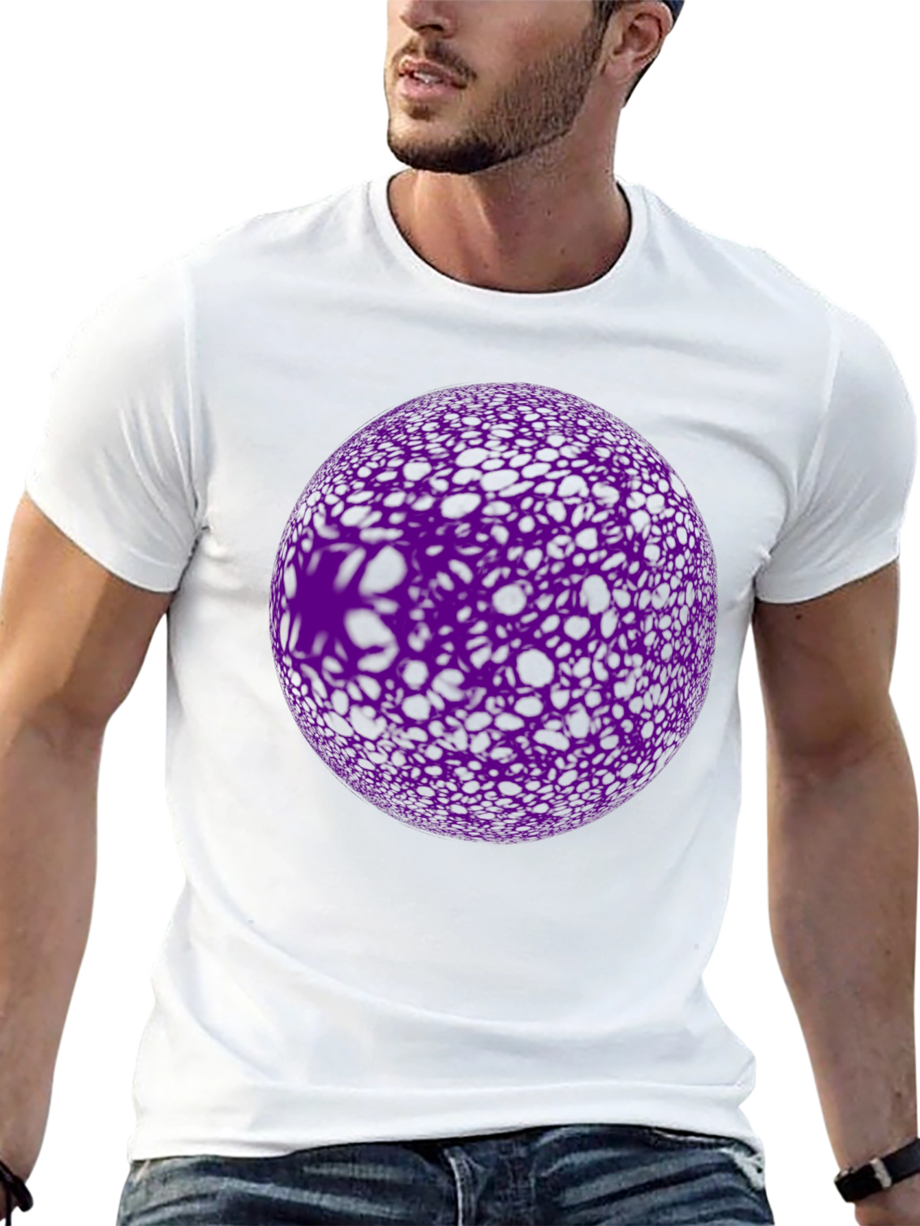 Black Abstract Purple Orb Graphic Black T-Shirt view 13