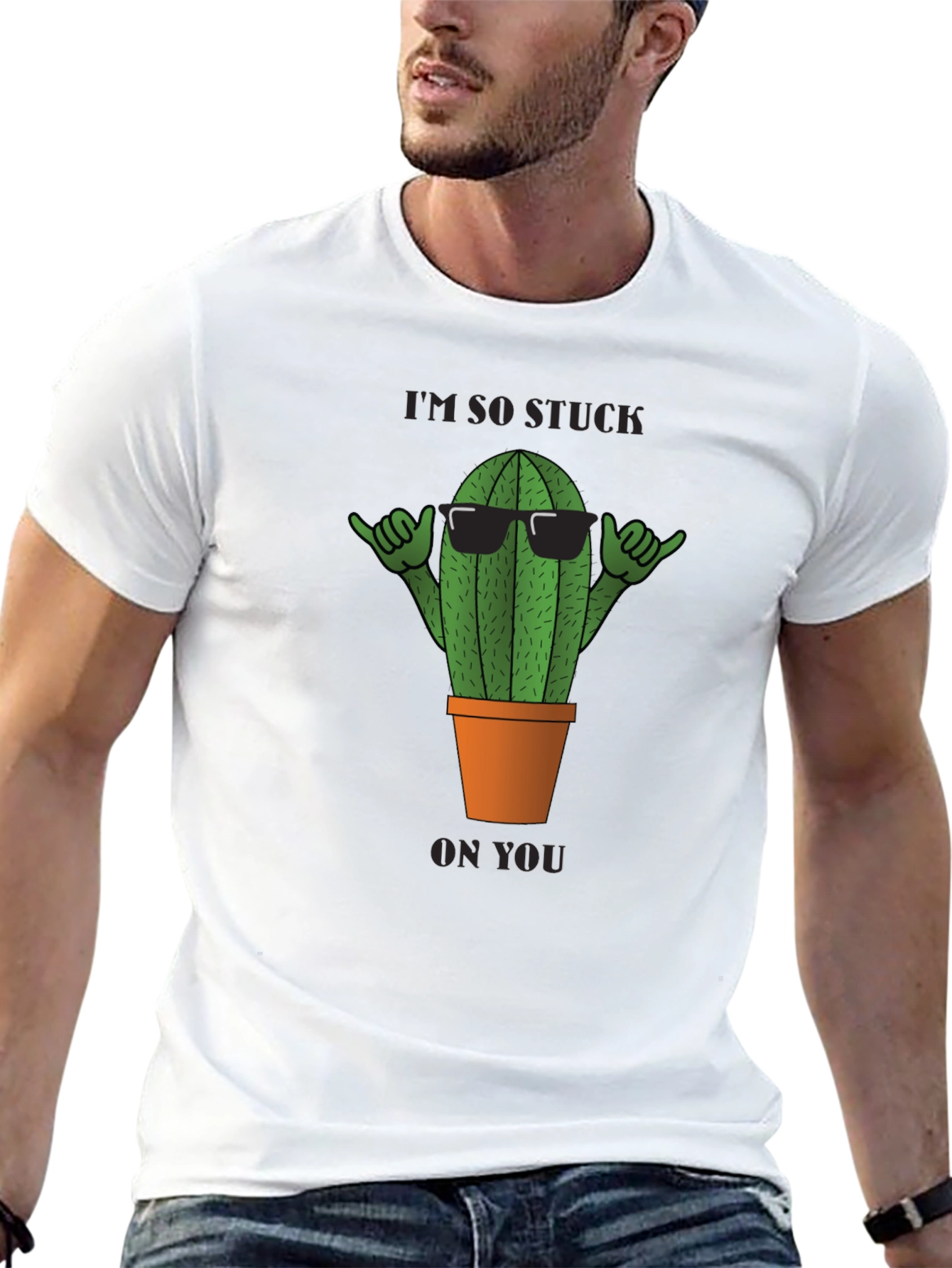 Black Cool Cactus T-Shirt - I'm So Stuck On You - Black view 13