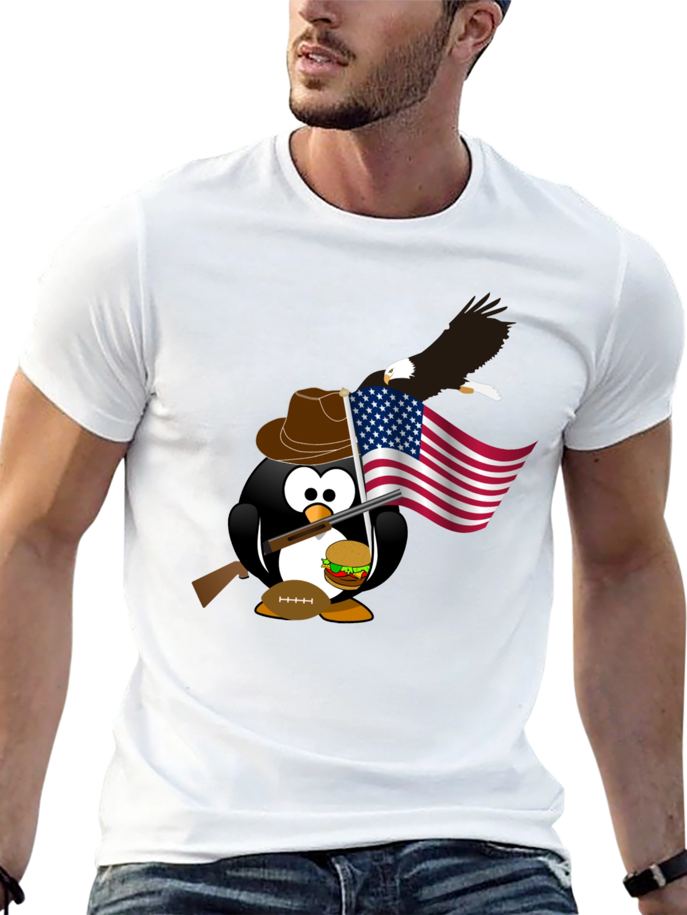 Black Patriotic Penguin T-Shirt view 13