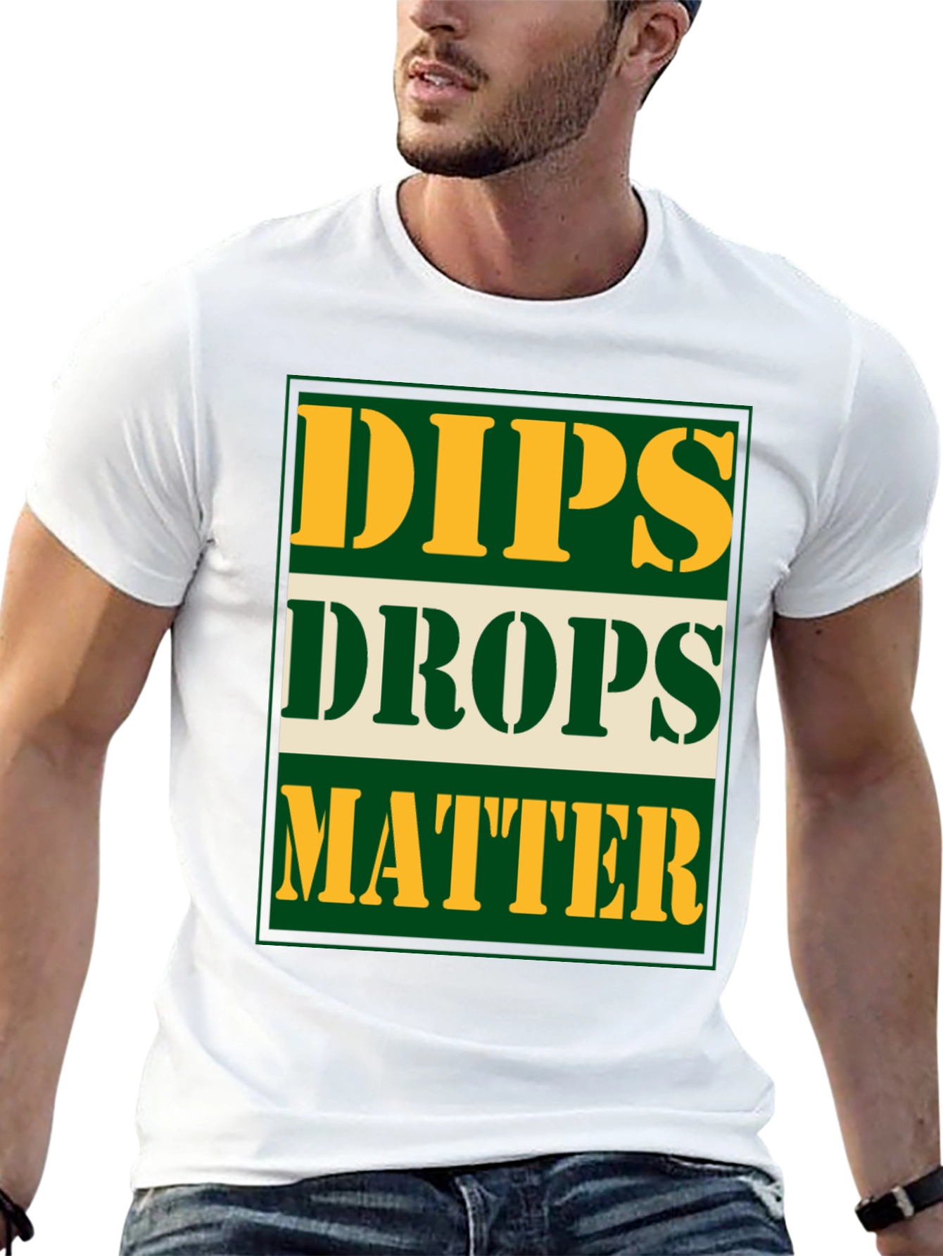 Black Dips Drops Matter Graphic Tee - Novelty Gym T-Shirt view 13