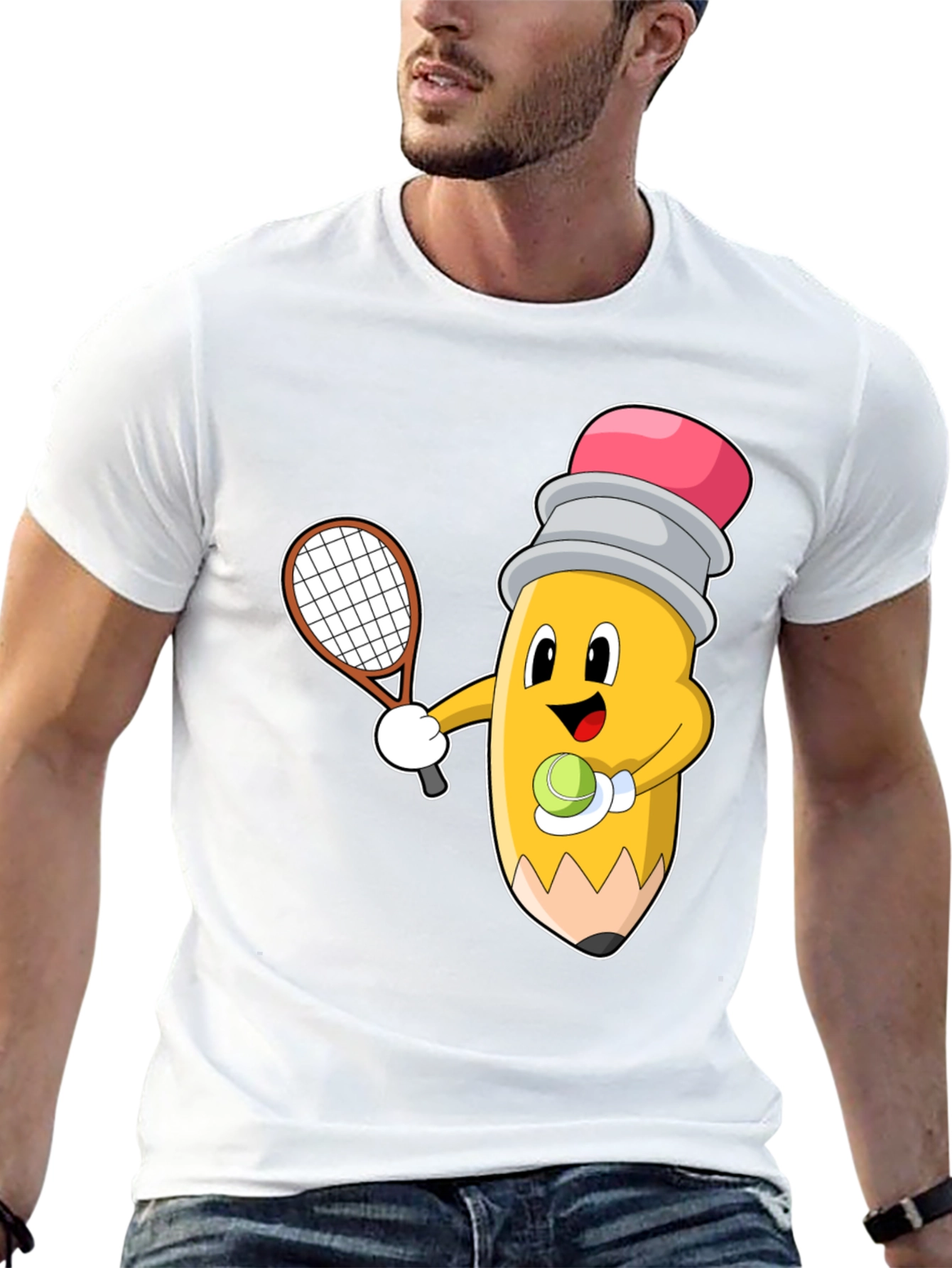 Tennis Pencil Graphic Tee - Funny Sport Shirt - 13