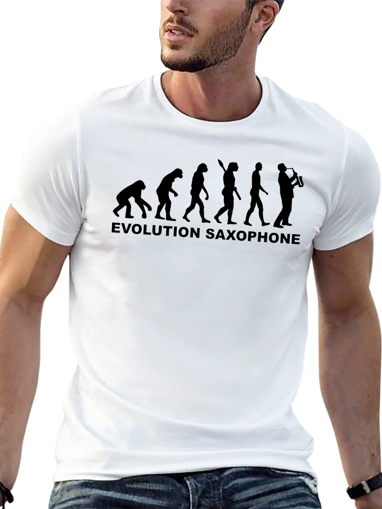 Black Evolution Saxophone Men's T-Shirt - Black view 13