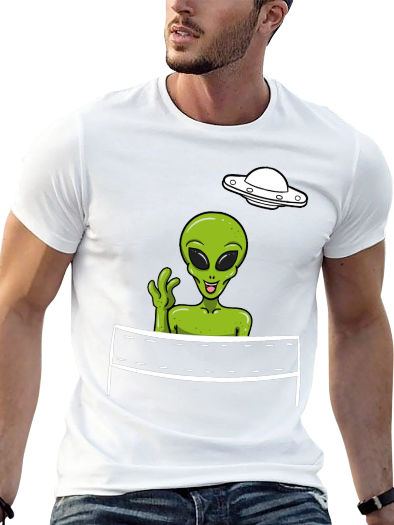 Black Alien Volleyball Graphic Tee view 13