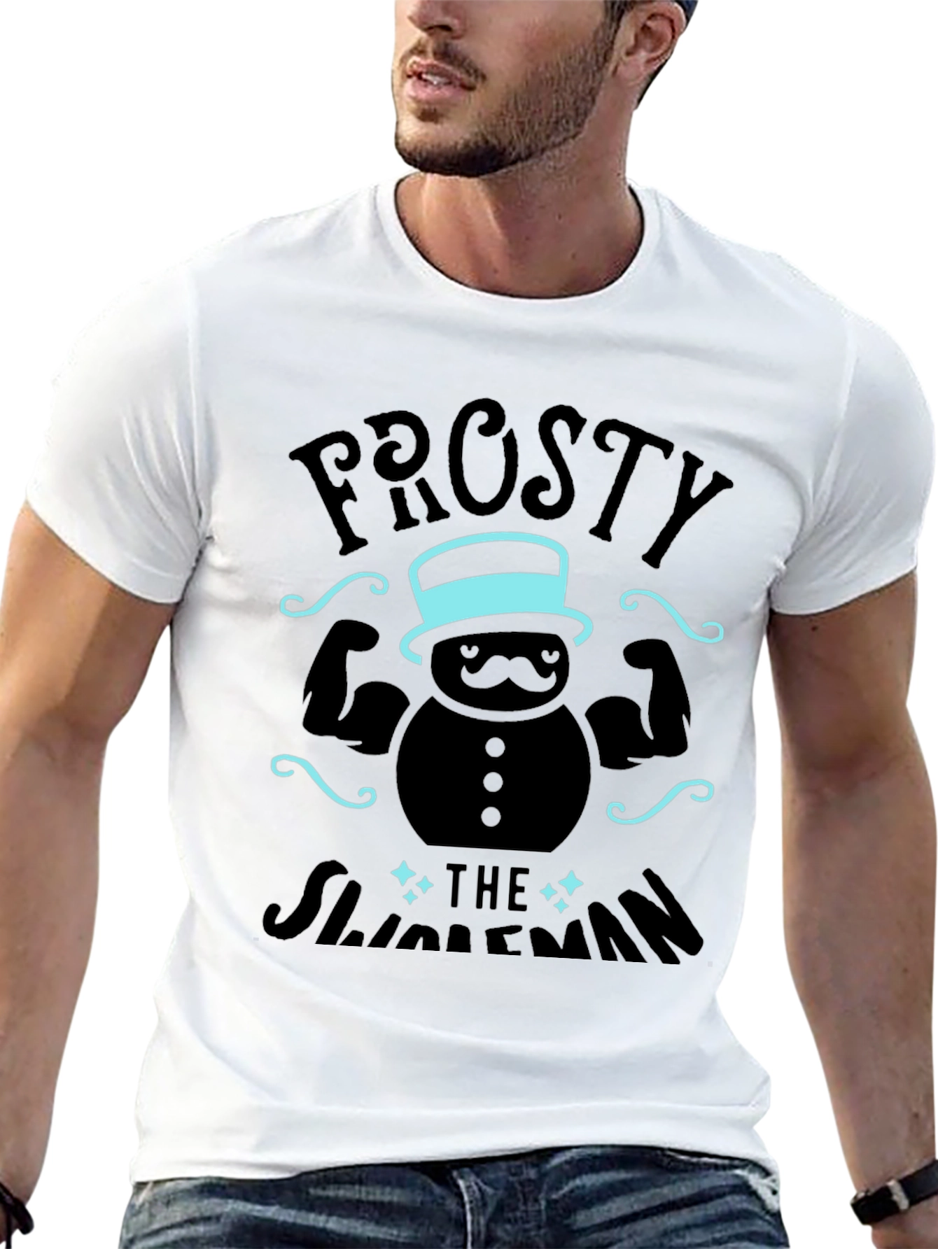 Black Frosty the Slimeman T-Shirt - Funny Gym Tee view 13