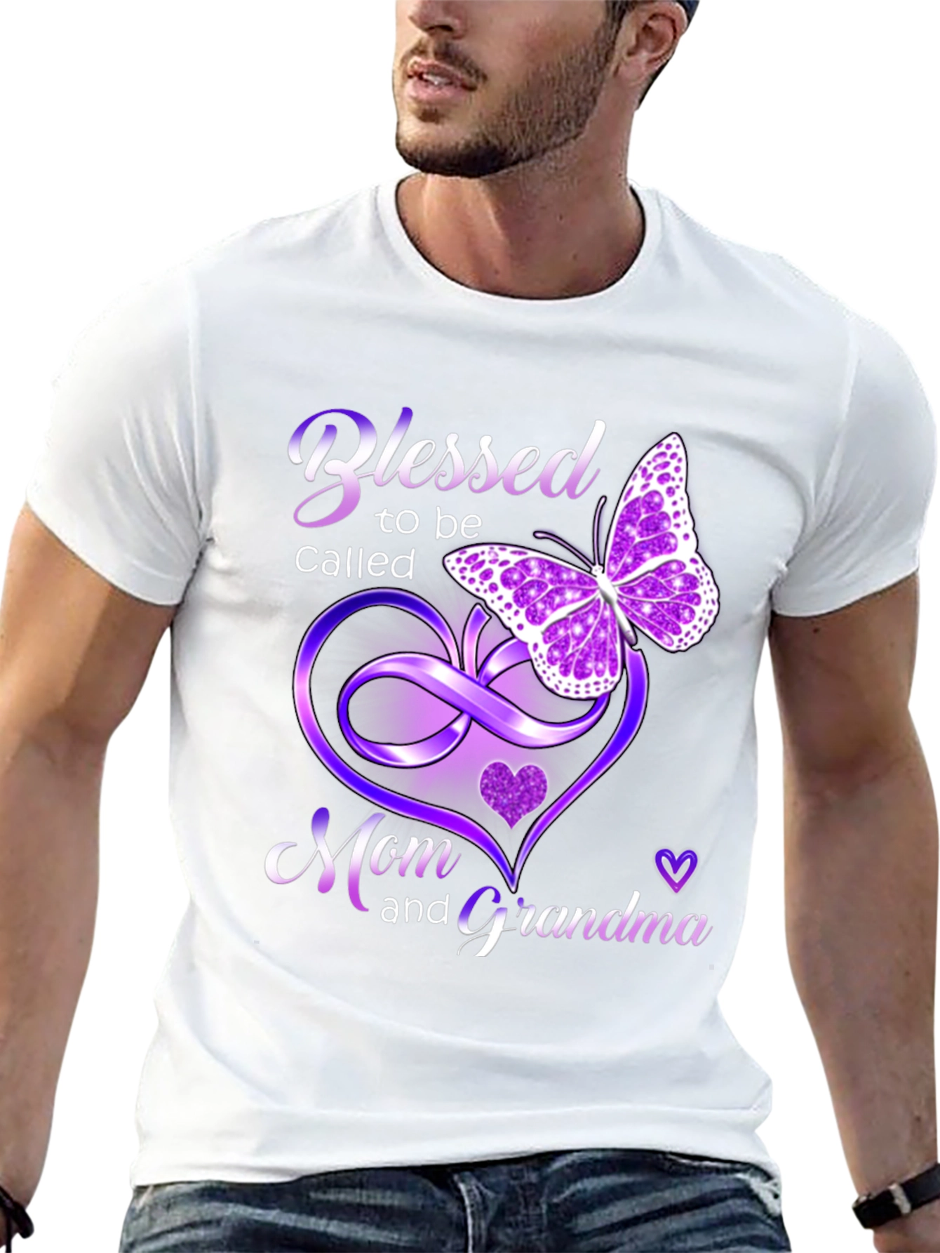 Black Blessed Mom and Grandma T-Shirt with Butterfly Design view 13