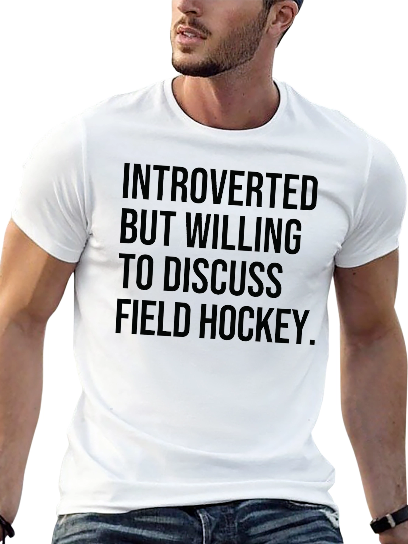 Black Introverted Field Hockey T-Shirt Funny Tee view 13