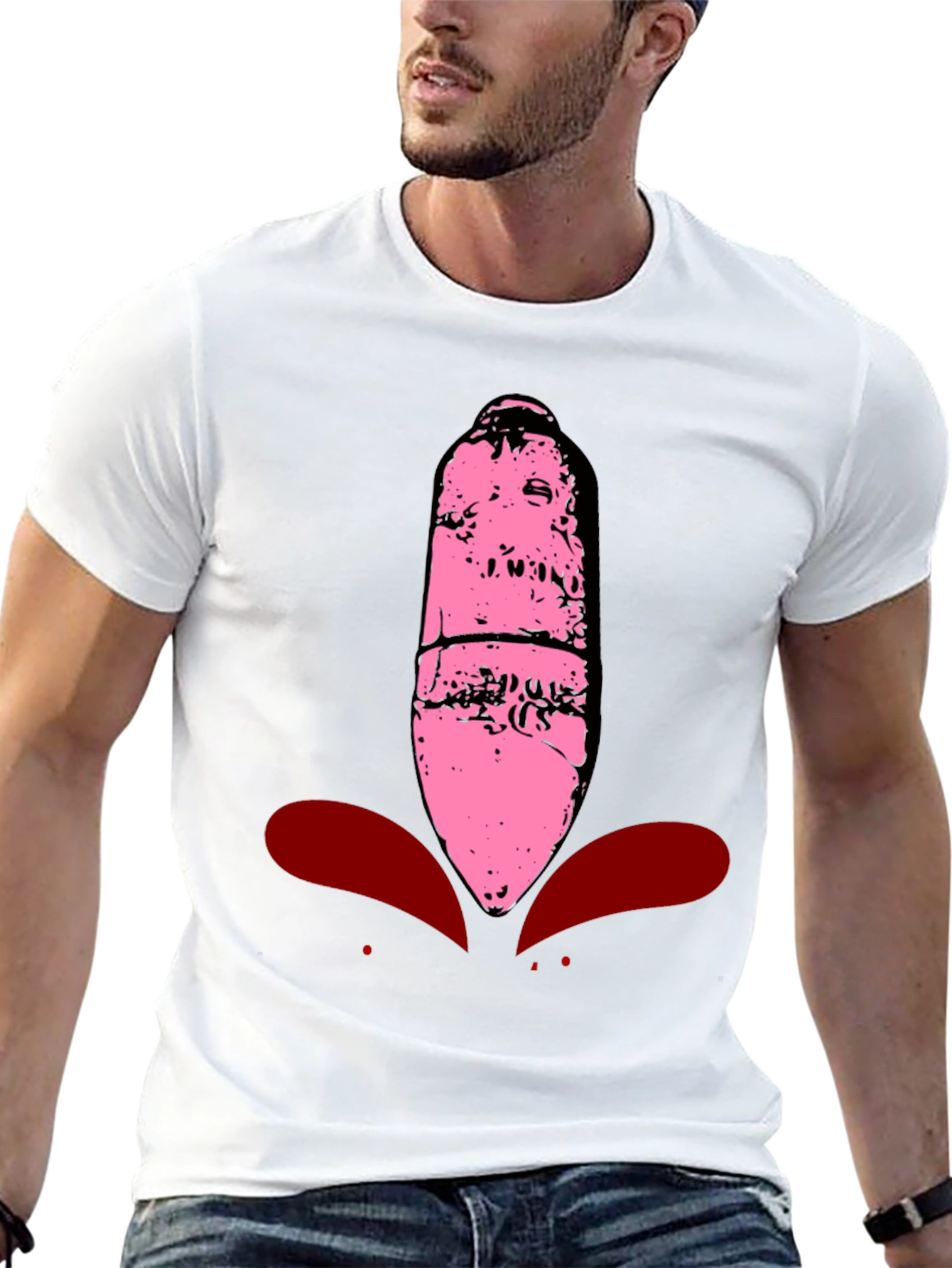 Black Pink Alien Head Graphic Tee - Men's Black T-Shirt view 13