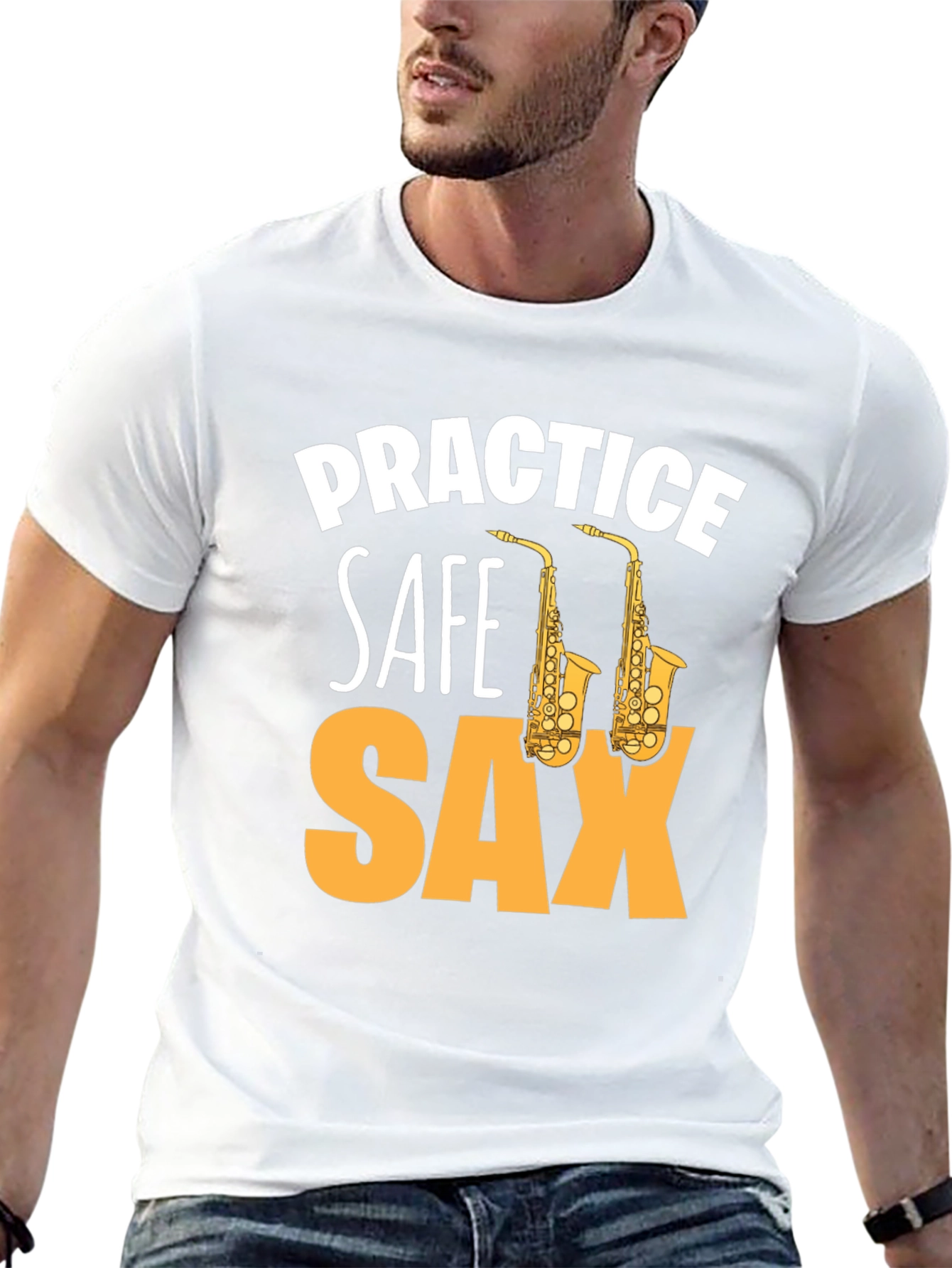 Black Practice Safe Sax Funny Music T-Shirt view 13