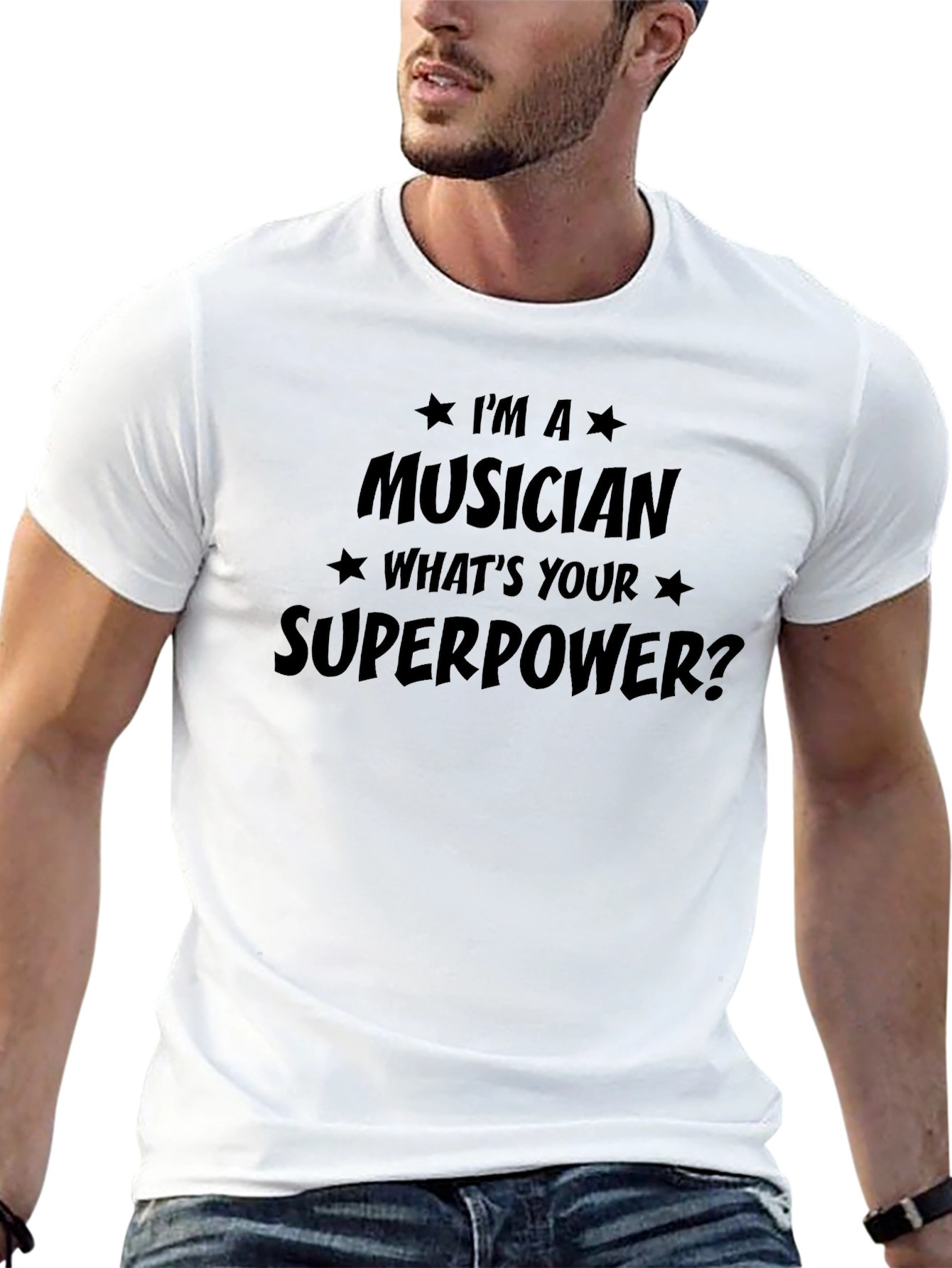 Black Musician Superpower T-Shirt - Black Novelty Tee view 13