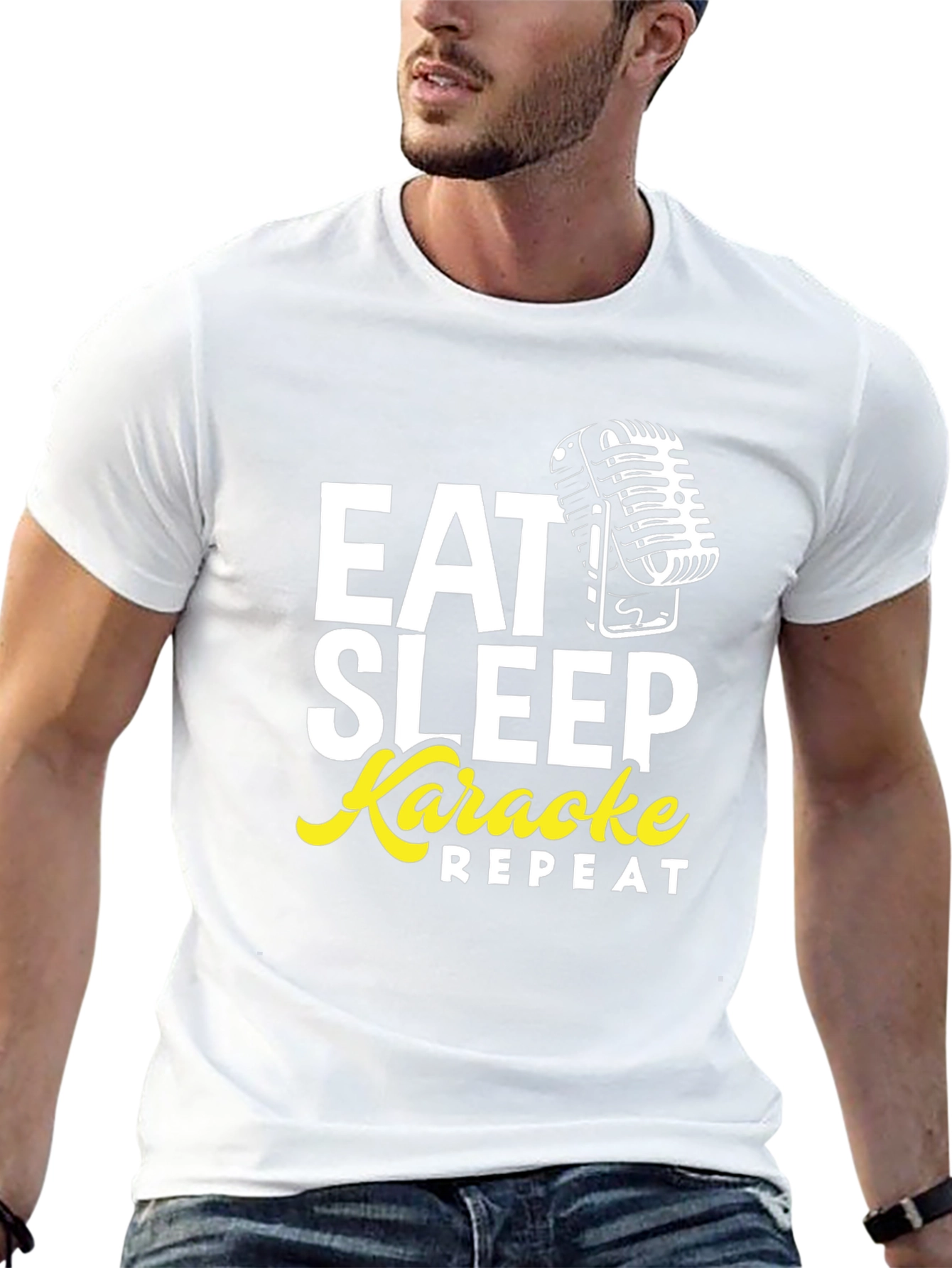 Black Eat Sleep Karaoke Repeat Graphic Tee view 13