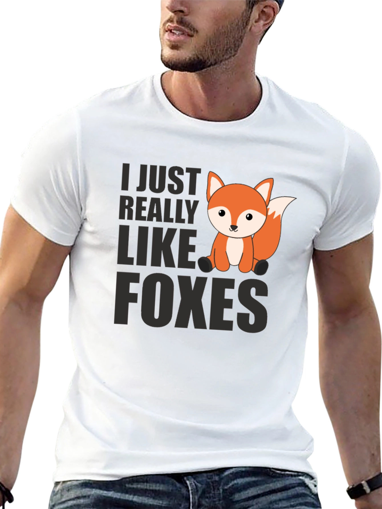 Black Cute Fox Graphic Tee - I Just Really Like Foxes view 13