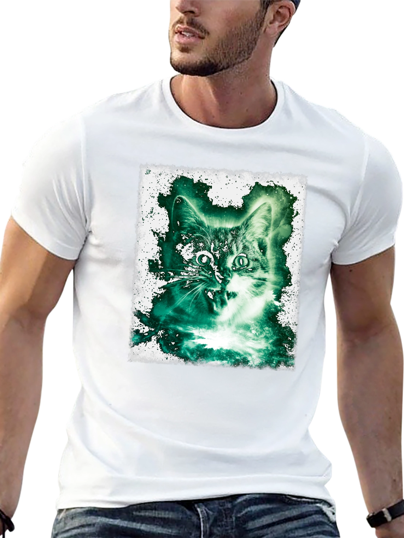 Black Emerald Cat Graphic Tee view 13