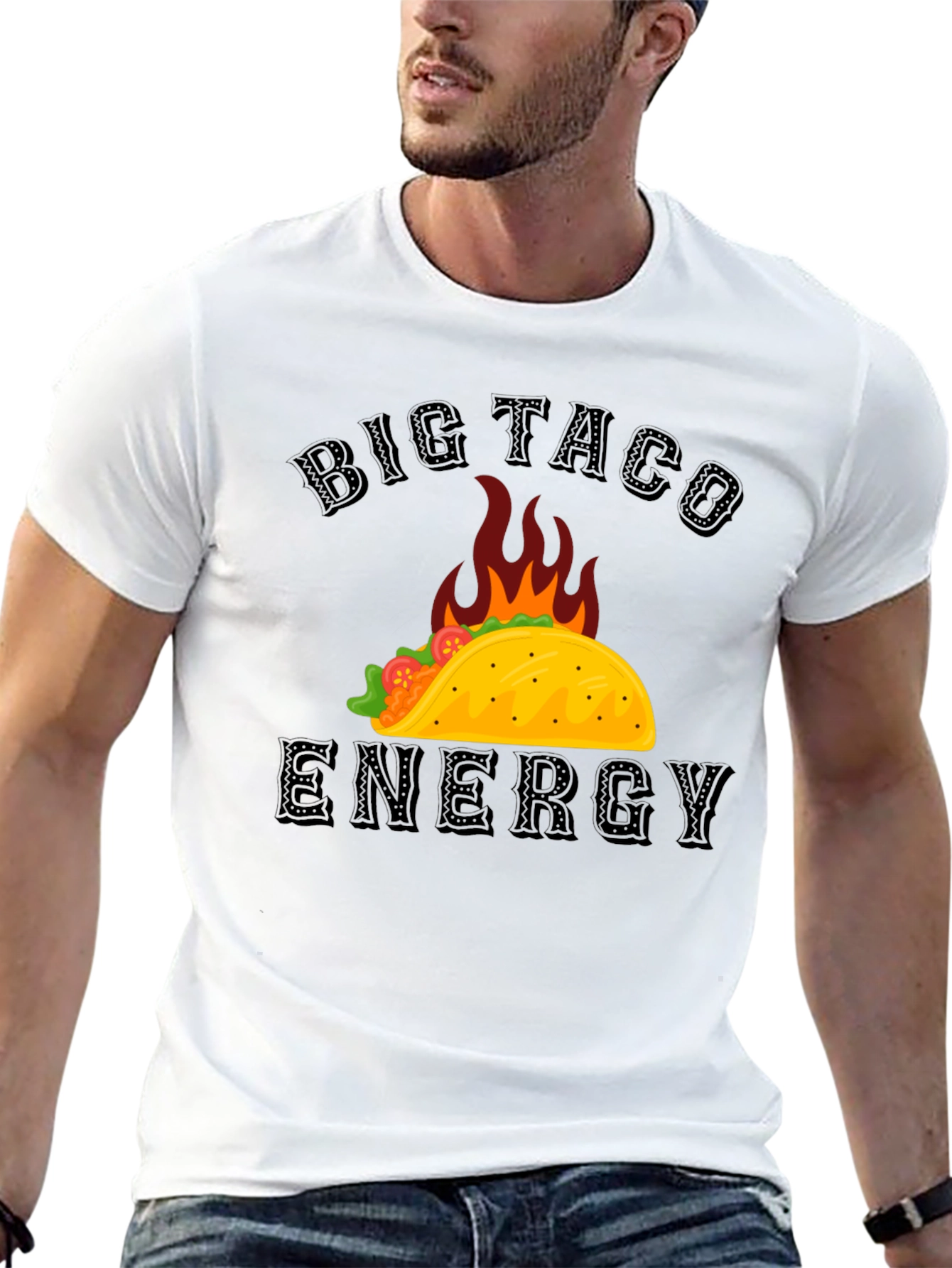 Black Big Taco Energy Graphic T-Shirt view 13