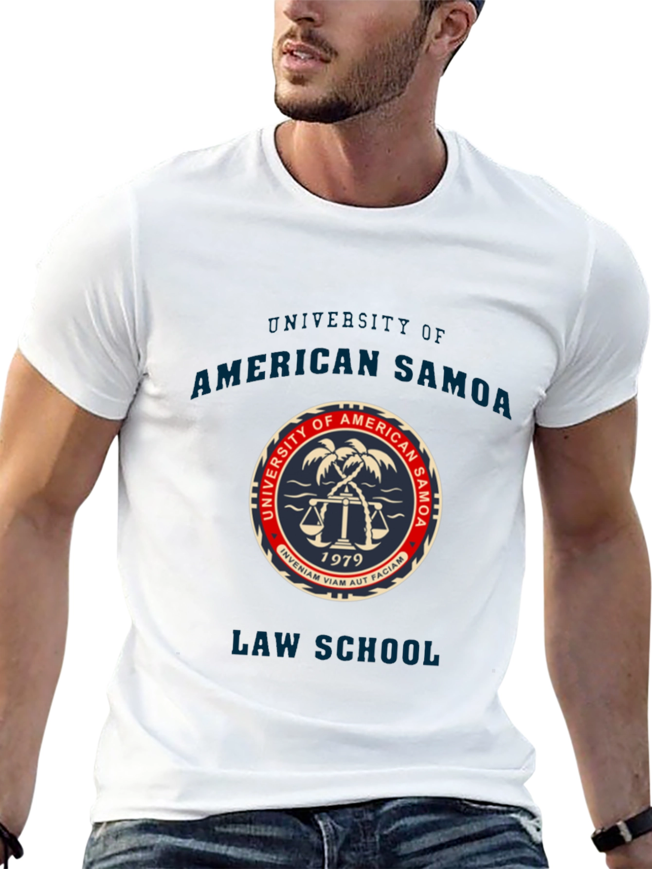 Black American Samoa Law School T-Shirt view 13