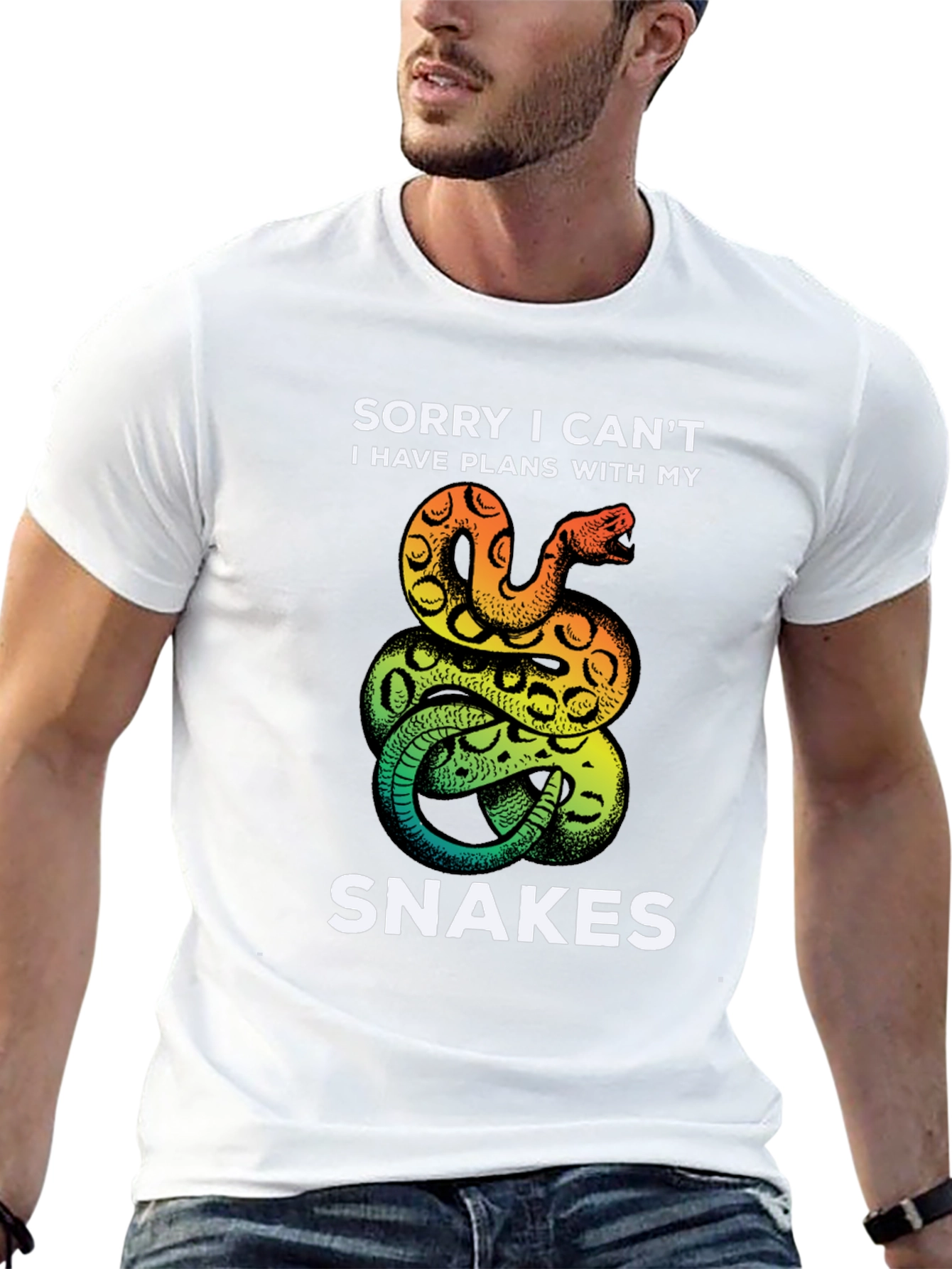 Black Funny Snake T-Shirt: Sorry I Can't, Snake Lover Tee view 13