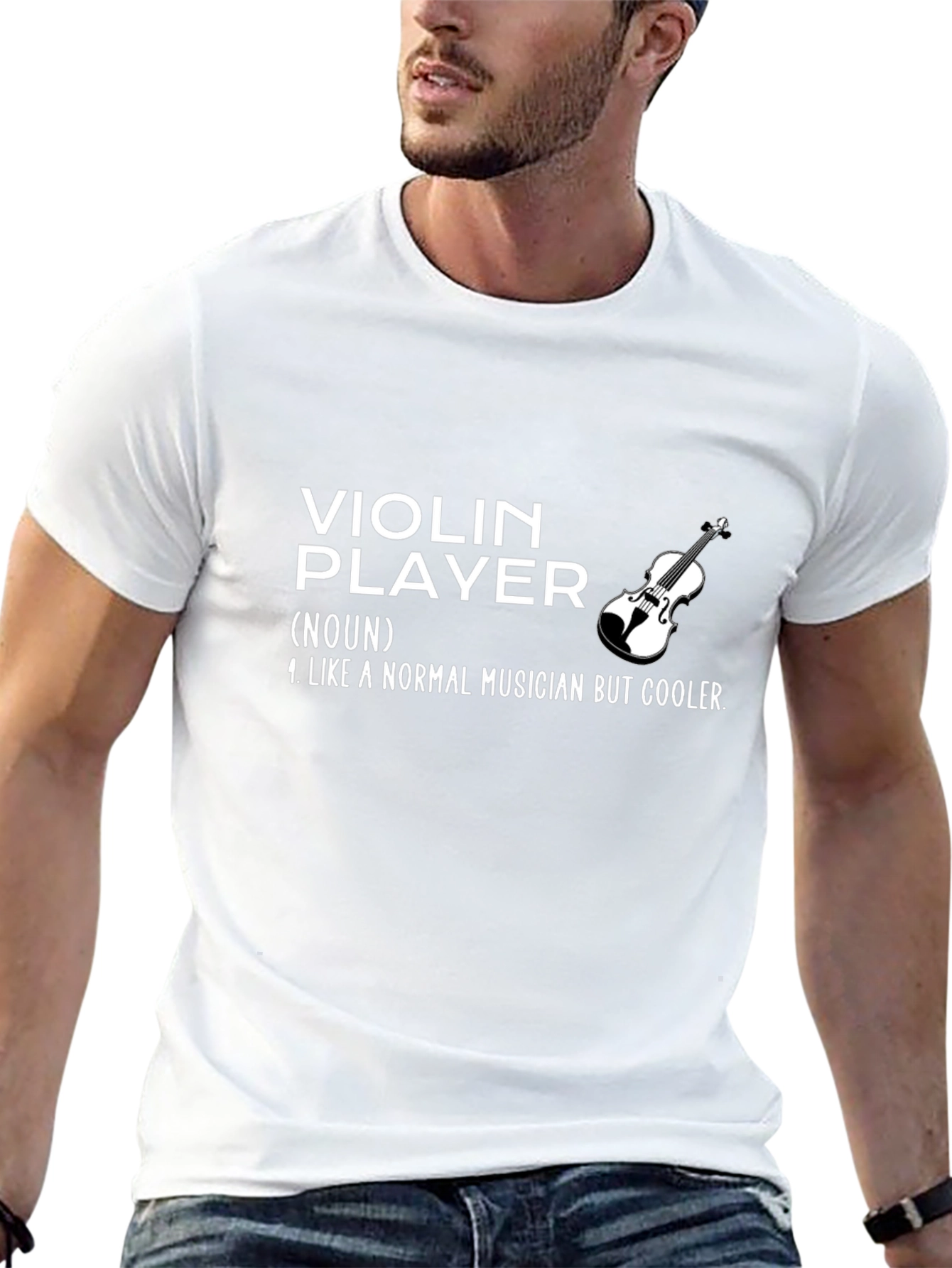 Black Violin Player Definition Graphic Tee - Cool Musician Shirt view 13