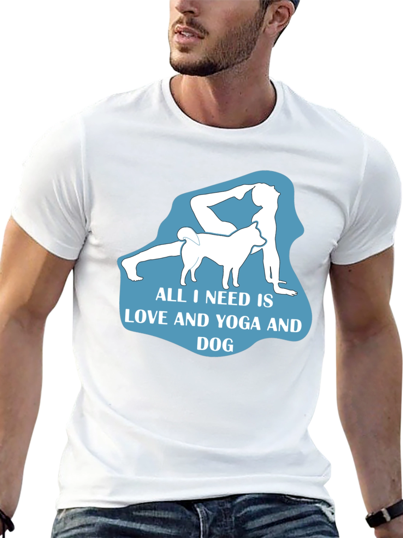 Black Yoga and Dog Lover T-Shirt - Black Cotton Tee view 13