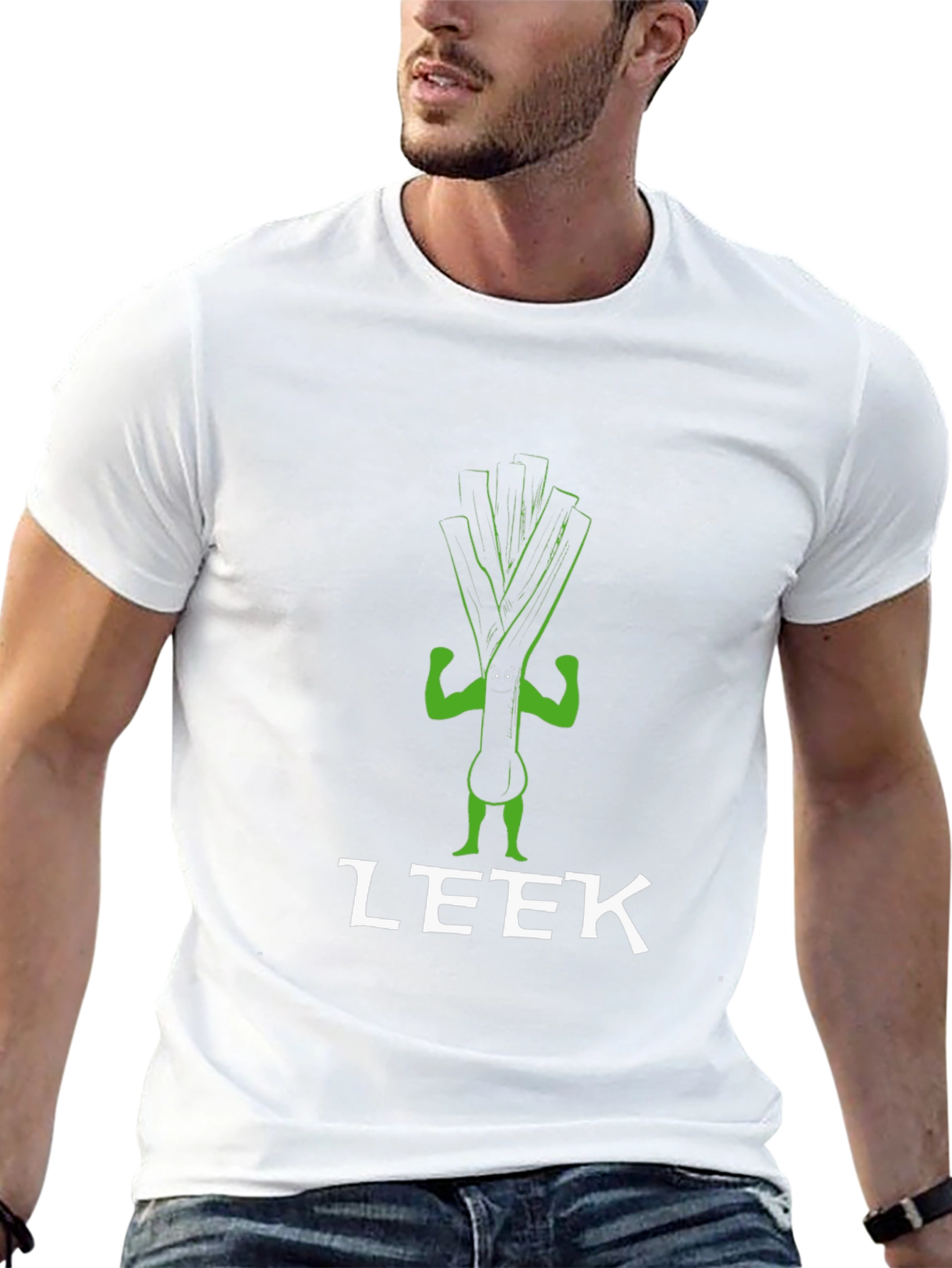 Black Funny Leek Cartoon T-Shirt view 13