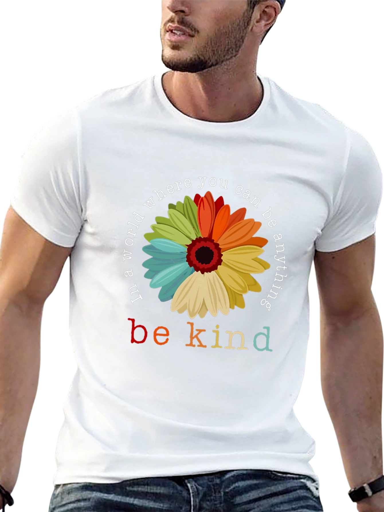 Black Be Kind T-Shirt - Floral Graphic Tee view 13