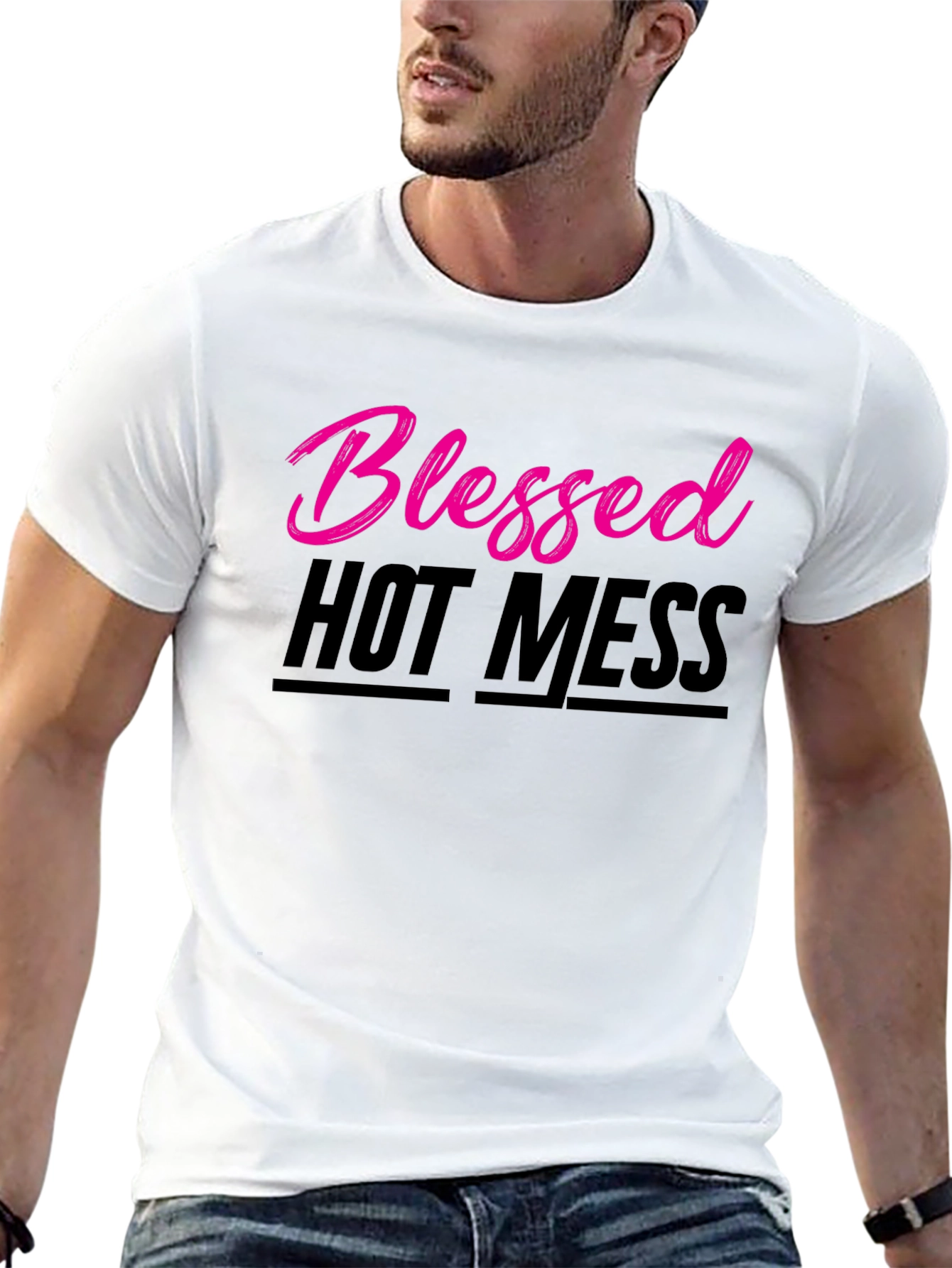 Black Blessed Hot Mess T-Shirt - Trendy Graphic Tee view 13