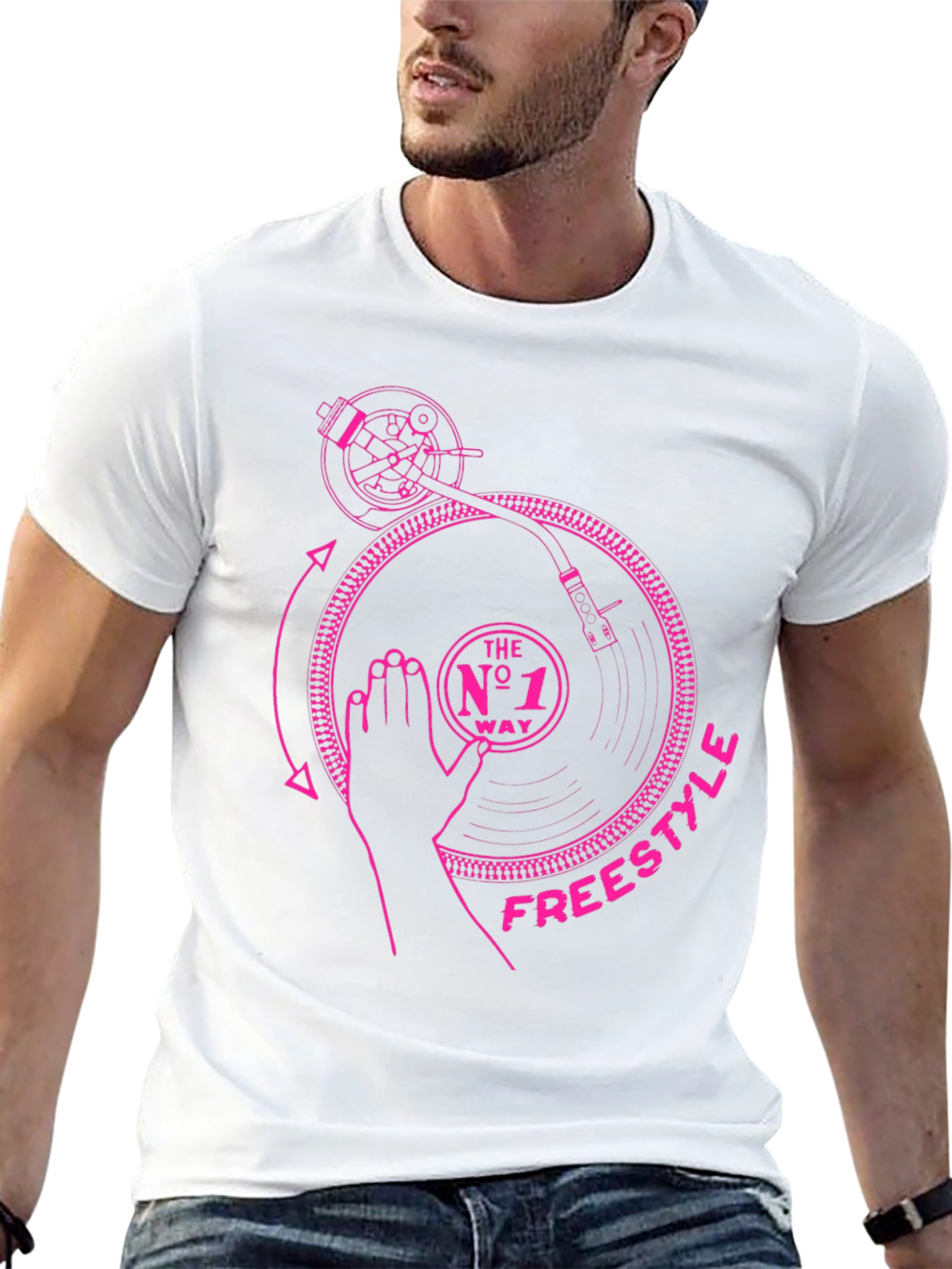 Black DJ Freestyle Graphic Tee - Black Cotton T-Shirt view 13