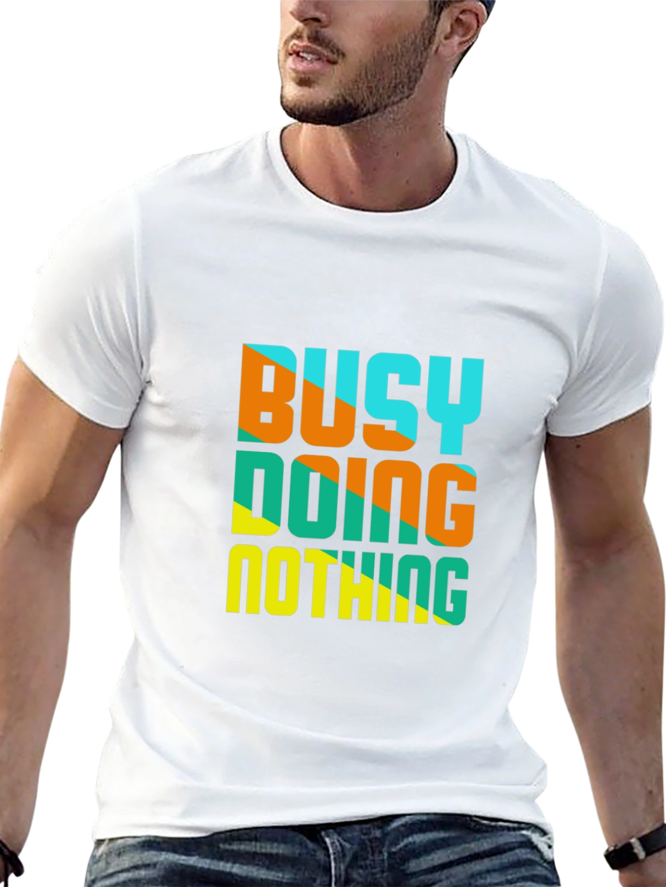 Black Busy Doing Nothing Graphic Tee - Casual Black T-Shirt view 13