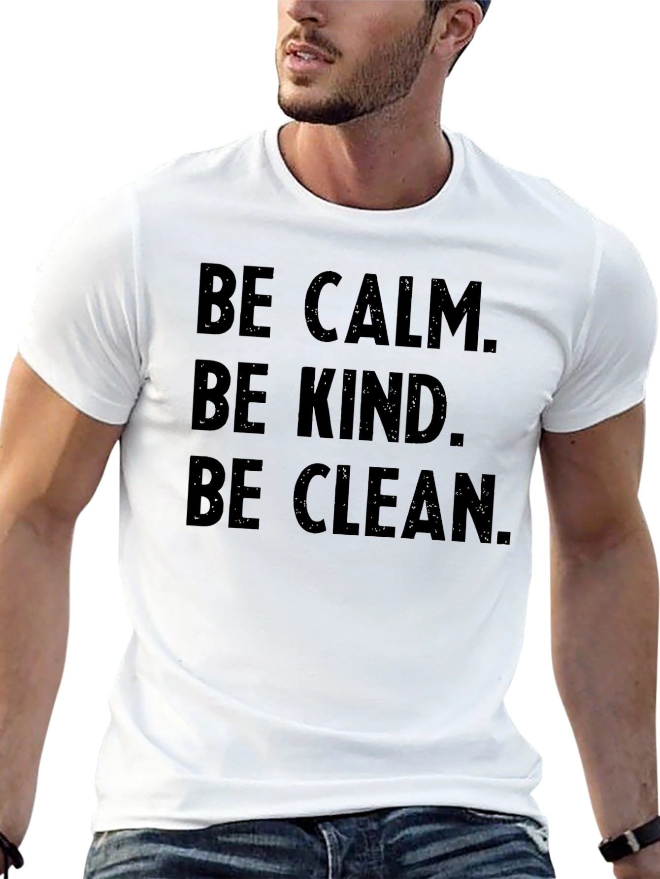 Black Be Calm Be Kind Be Clean T-Shirt view 13