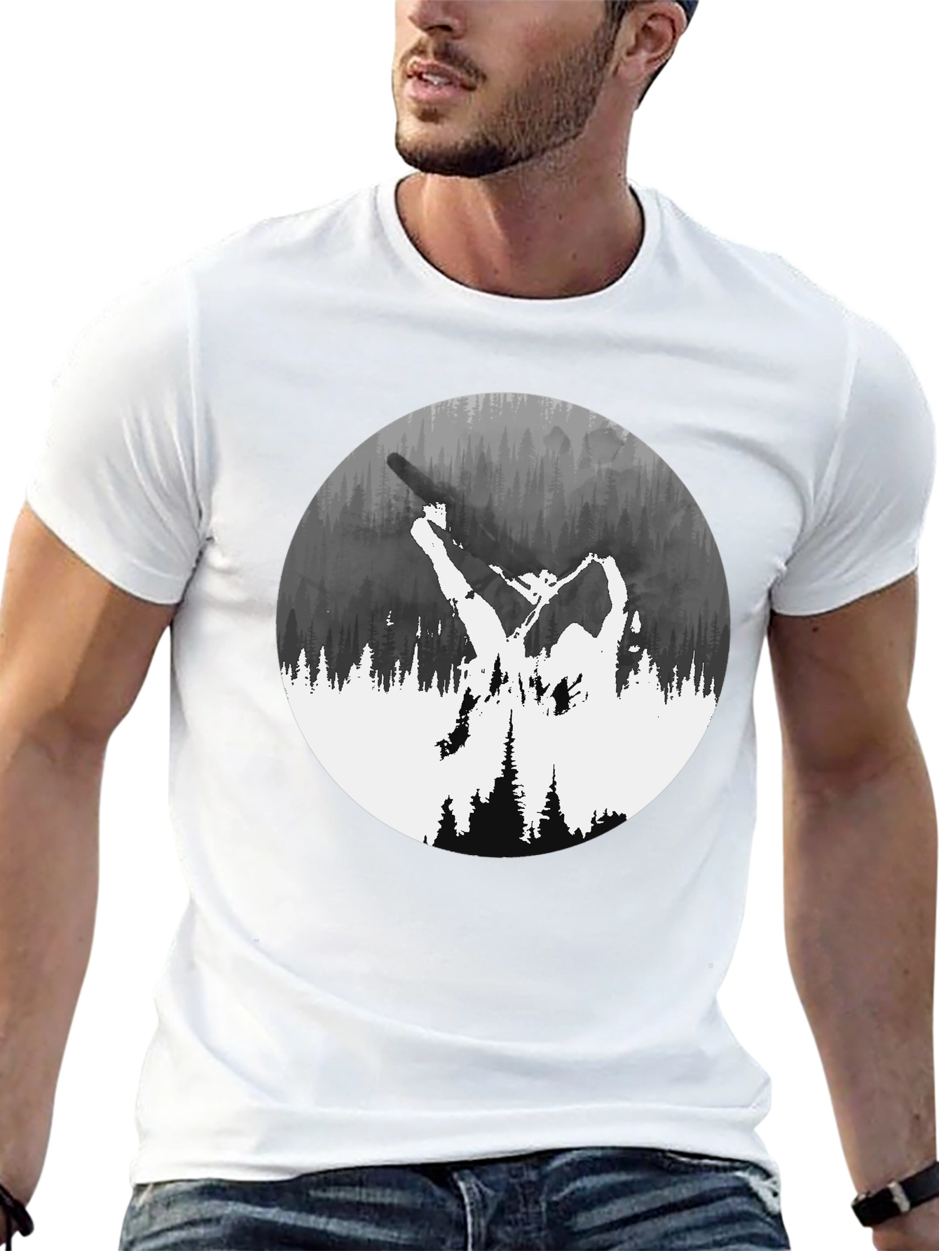 Black Nature Silhouette Graphic Tee - Black view 13