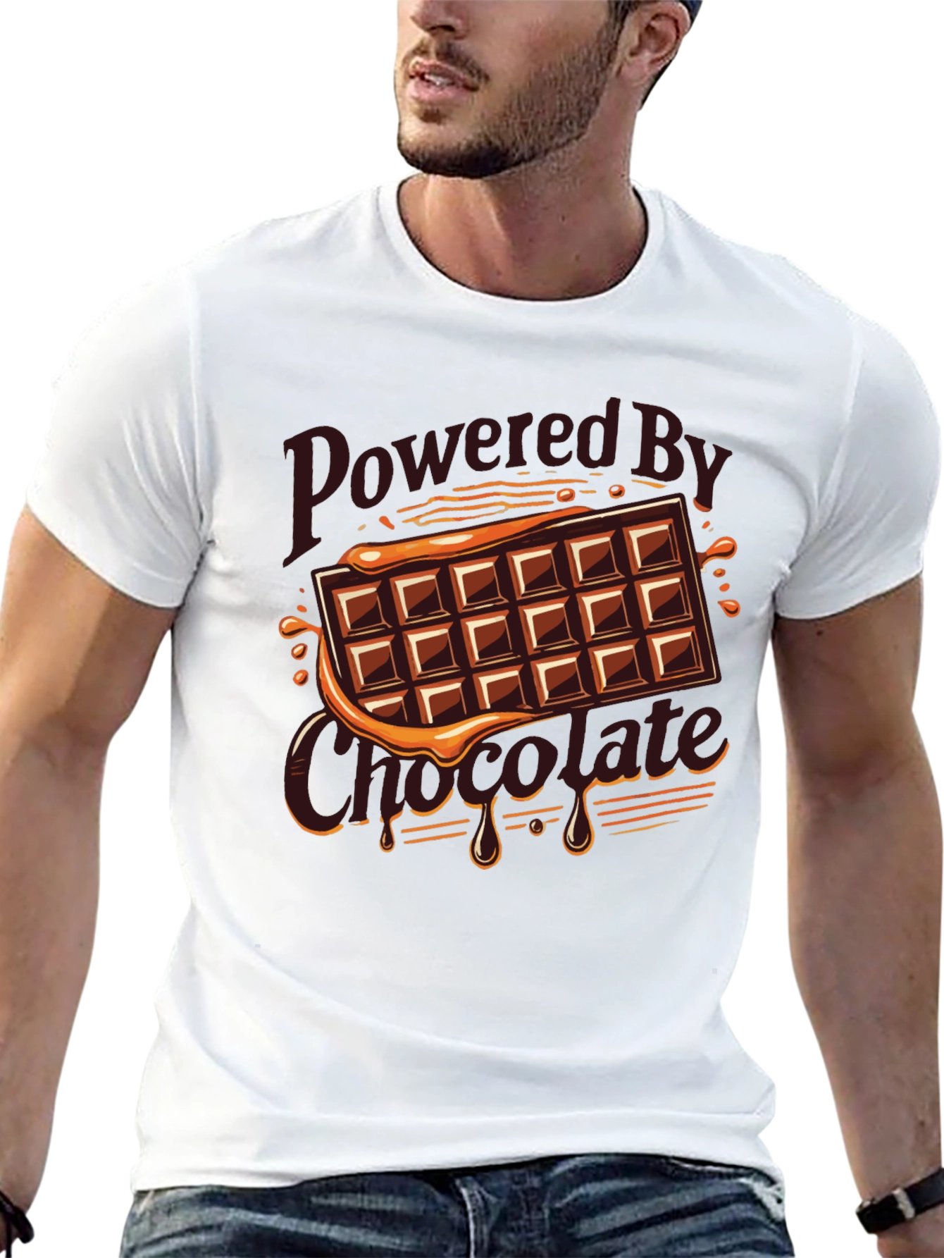Black Powered By Chocolate Graphic Tee view 13
