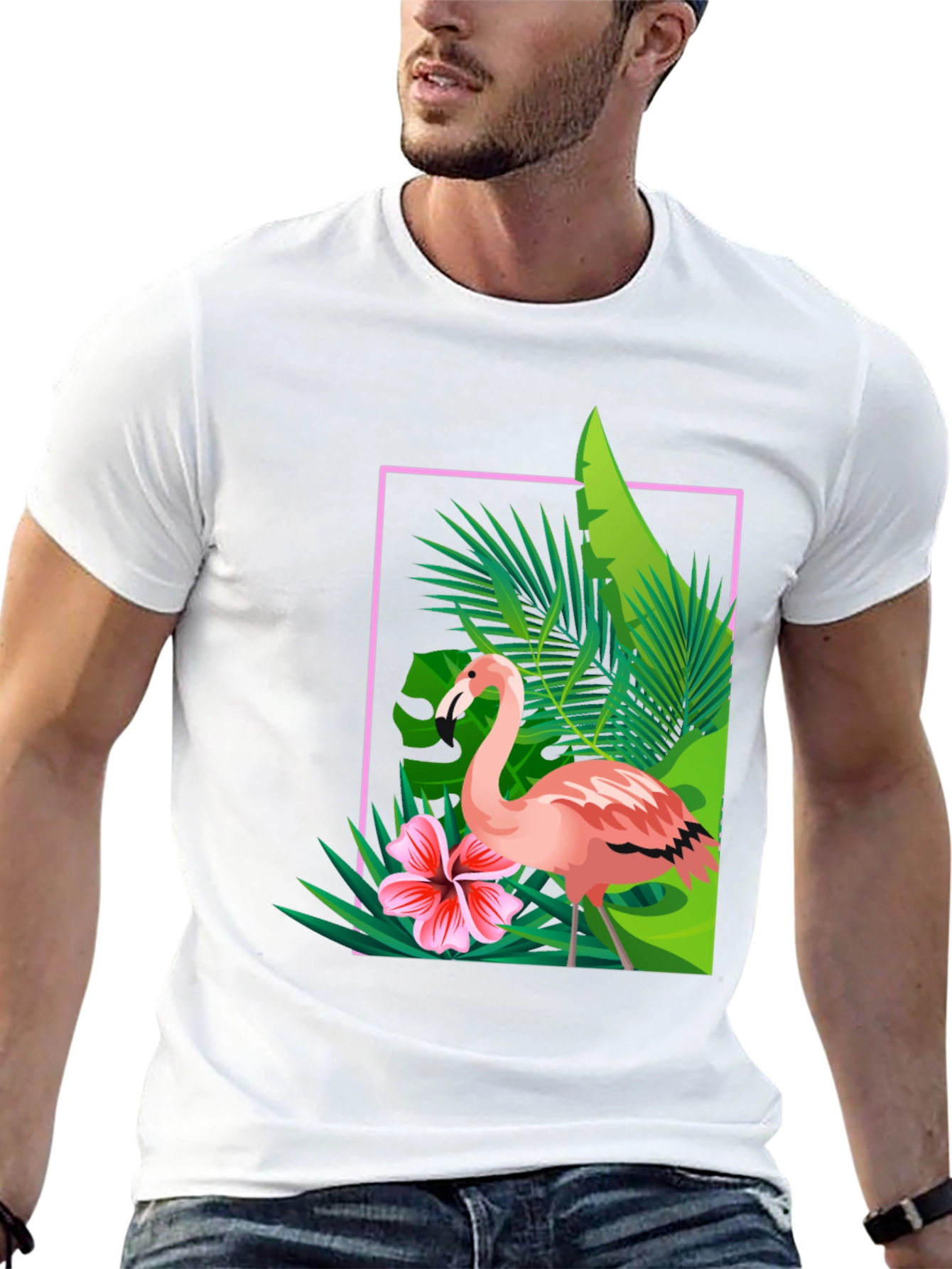 Black Tropical Flamingo Graphic Tee - Stylish Summer T-Shirt view 13