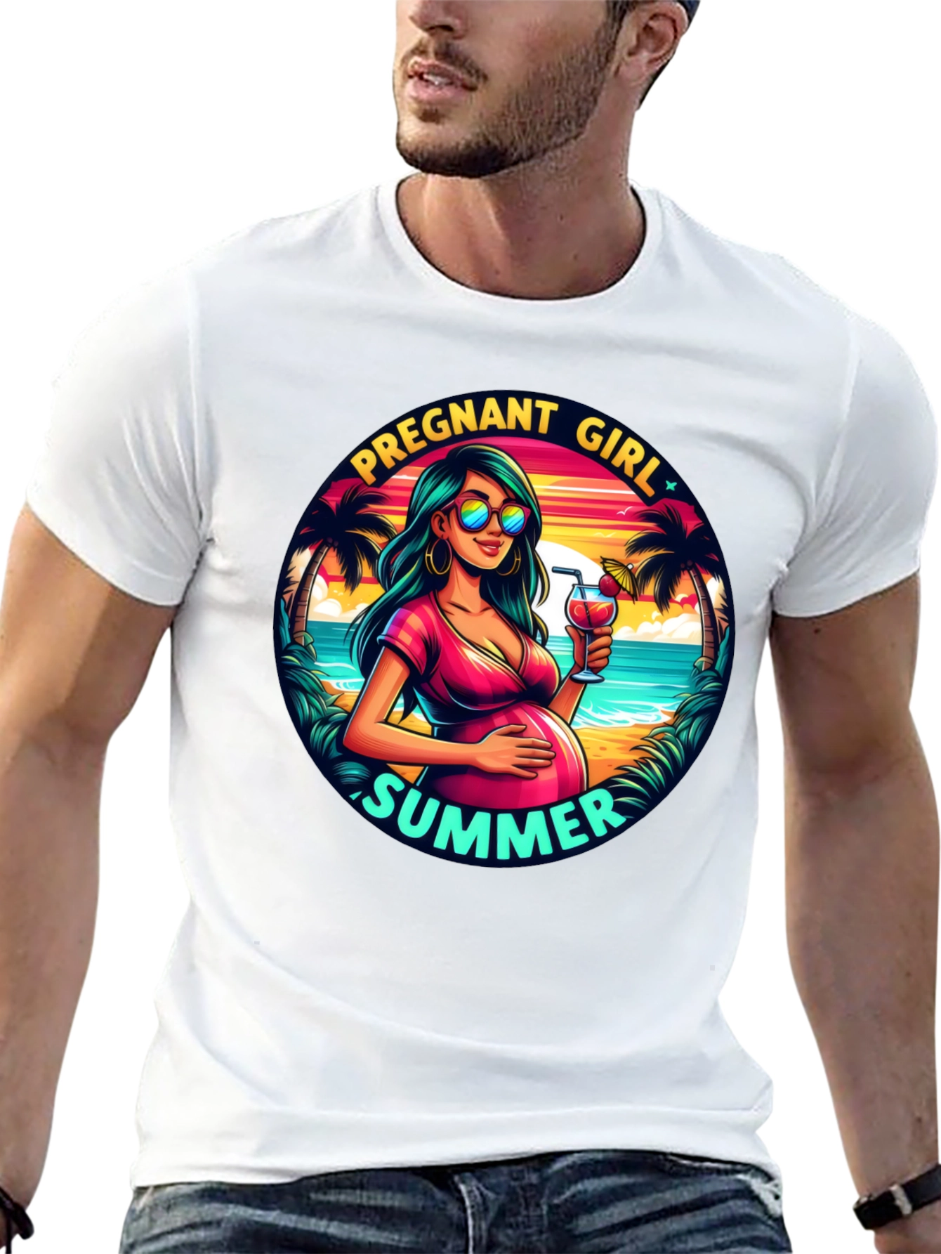 Black Pregnant Girl Summer Graphic T-Shirt view 13